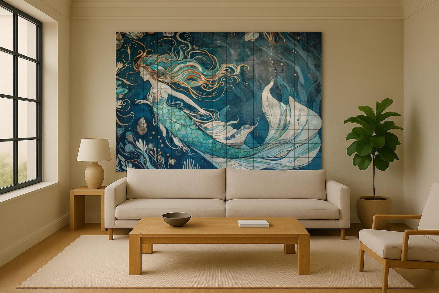 Mermaid Nordic · Ceramic Wall Mural — Legends & Epic Art