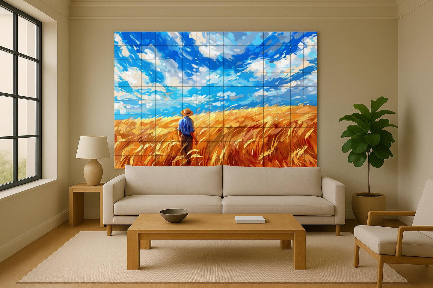 Campagne de Blé Style Van Gogh · Fresque Céramique — Chef-d'œuvre des Beaux-Arts