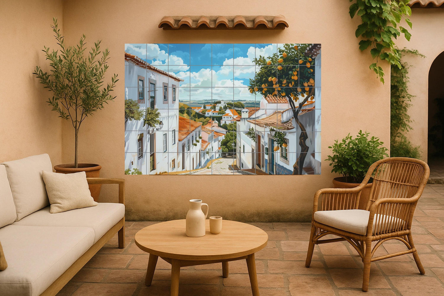 A Village Mediterranean · Ceramic Wall Mural — Kitchen & Country Scene