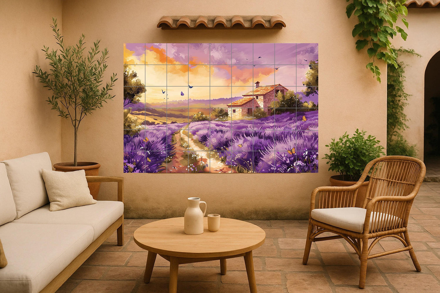 "Sunset Lavender — Garden & Scenery Décor · Ceramic Tile Mural