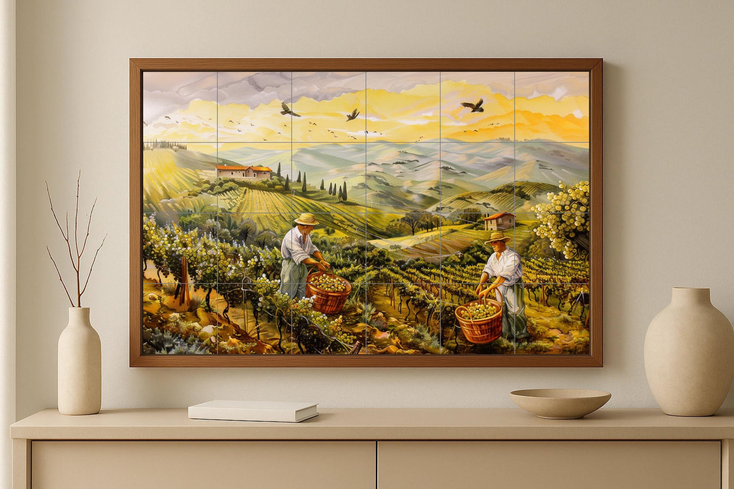 Ceramic Tile Mural: Vineyard — Kitchen & Country Scene