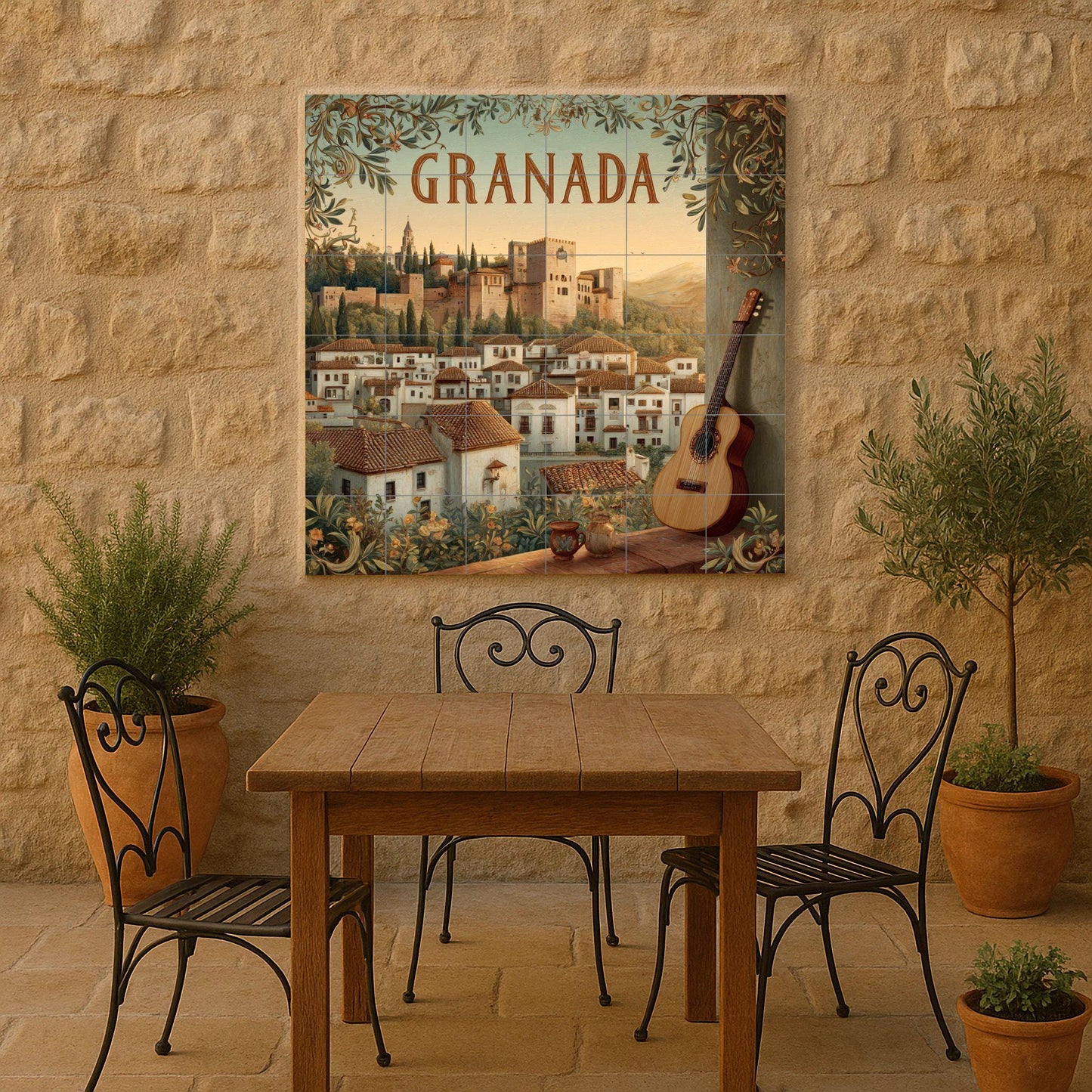 Fresque en Carrelage Grenade — Paysage Urbain en Carreaux