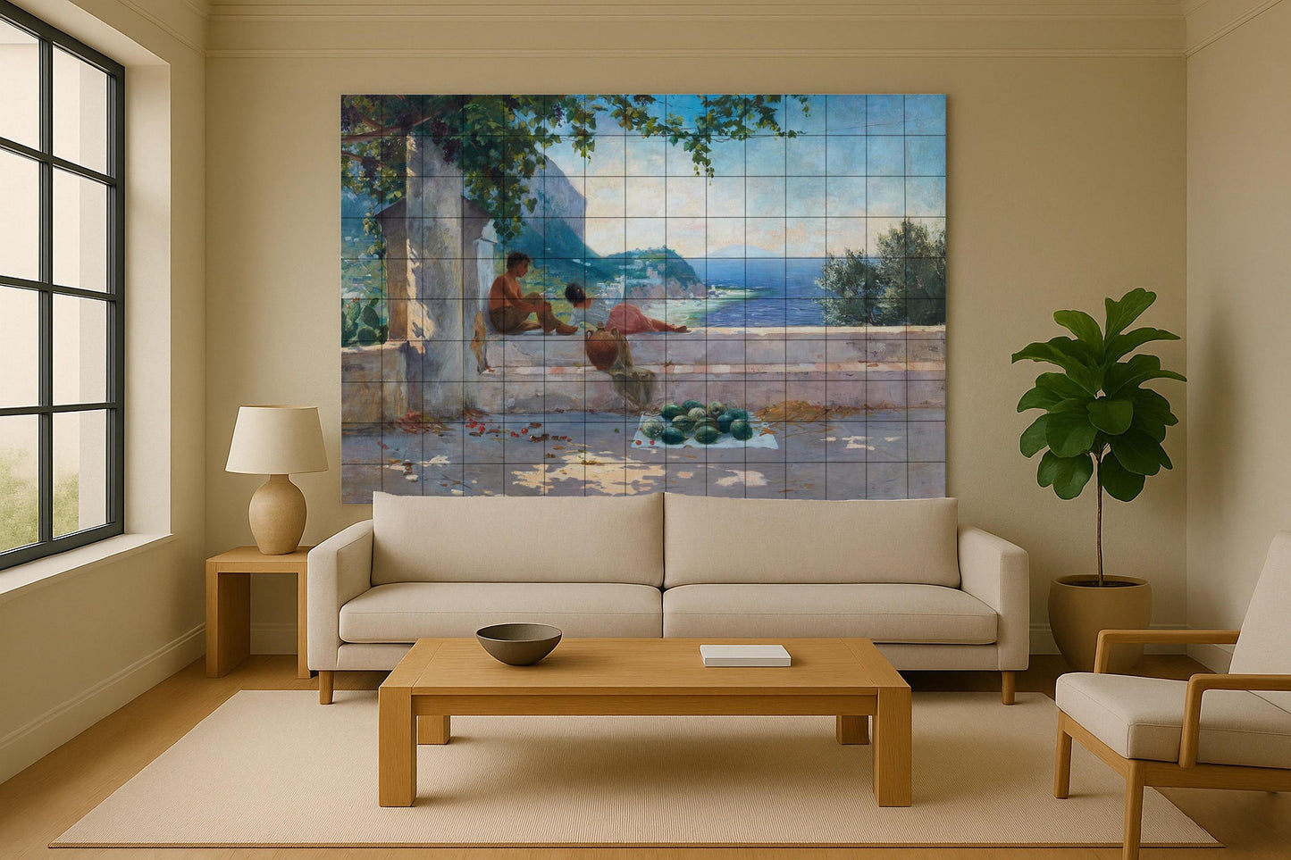 Capri — Scène de Bord de Mer, Art Mural en Céramique