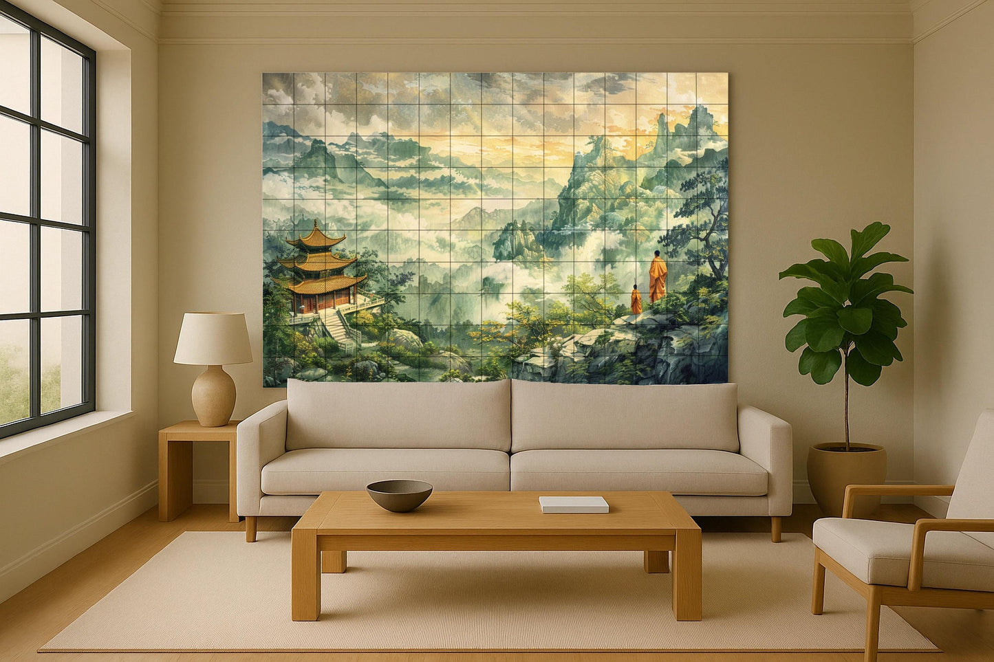 Mountain budista — Devotional Tile Art · Tile Wall Art