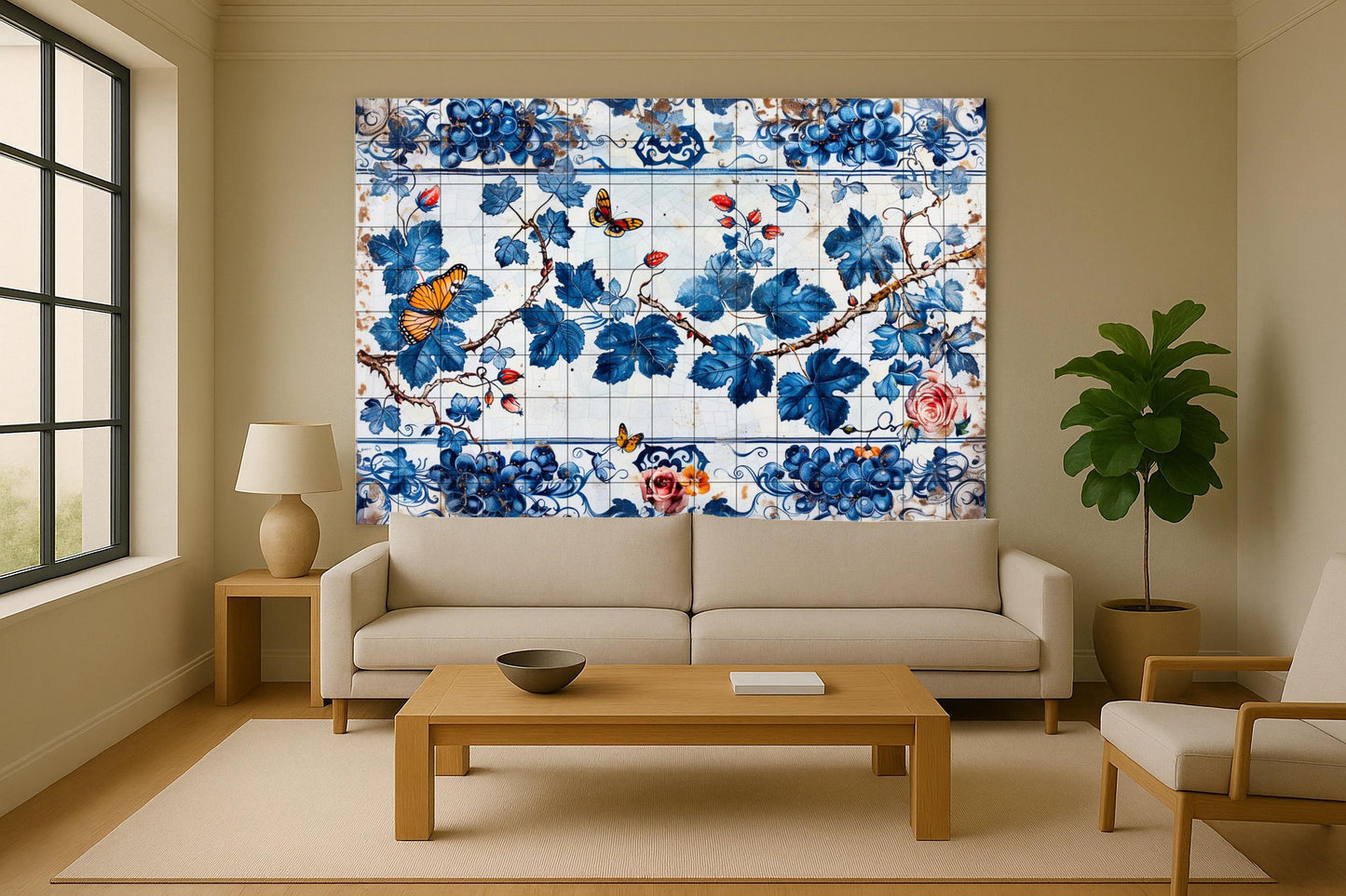 Parra Blue · Ceramic Wall Mural — Flowers & Landscape Art