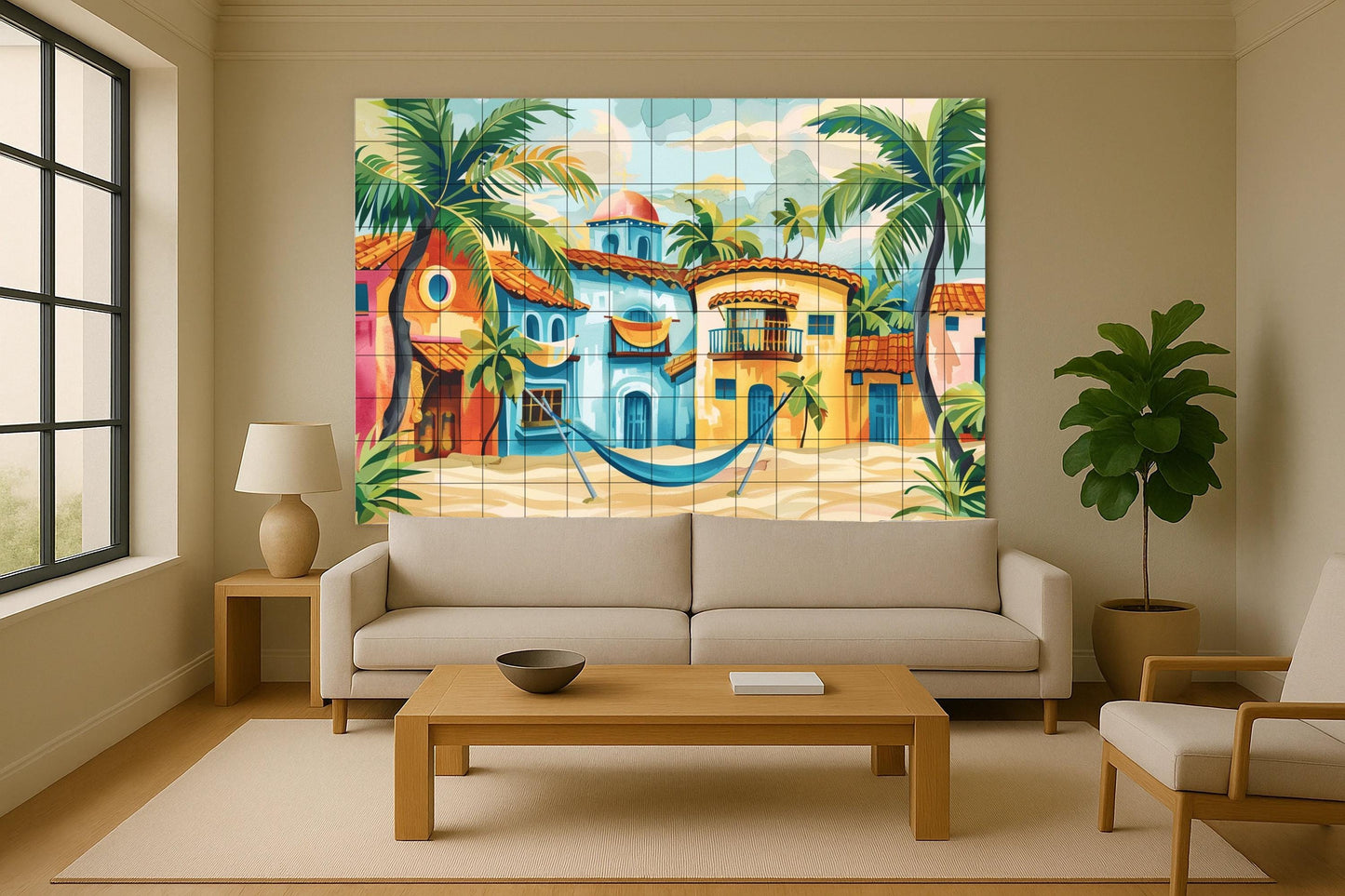 Spiaggia caribeña · Murale Ceramico — Arte di Mare e Costa