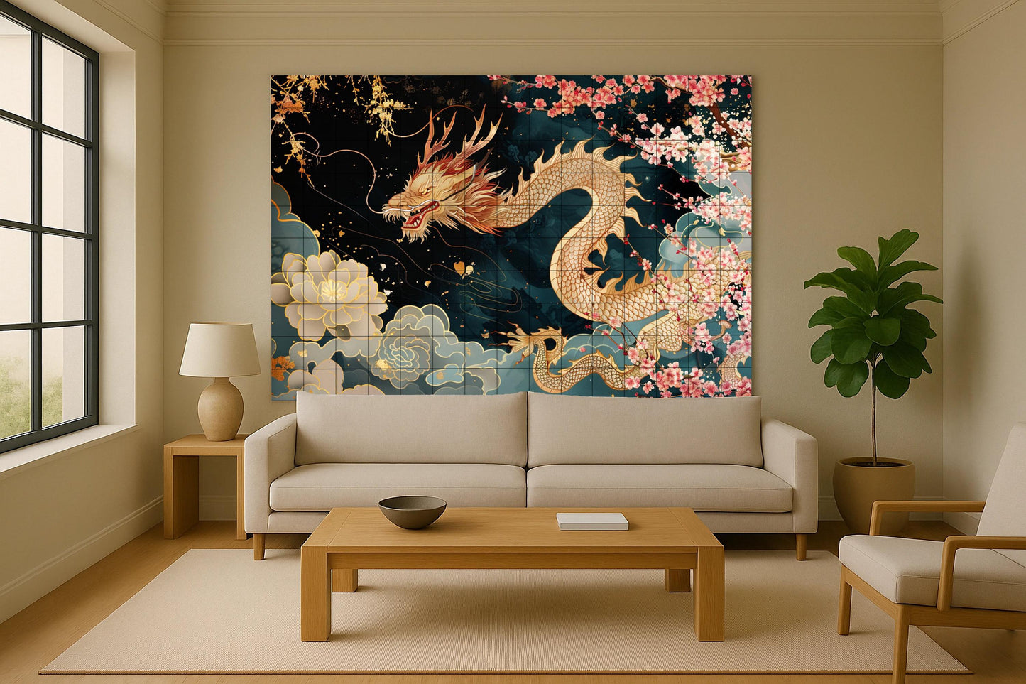 Dragon asiático — Légendes et Épopées, Art Mural en Céramique