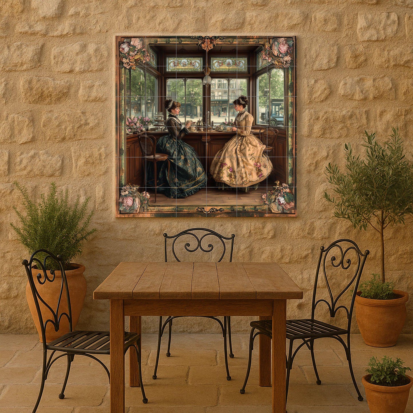 Salón de té inglés victoriano — Flowers & Landscape Art · Tile Wall Art
