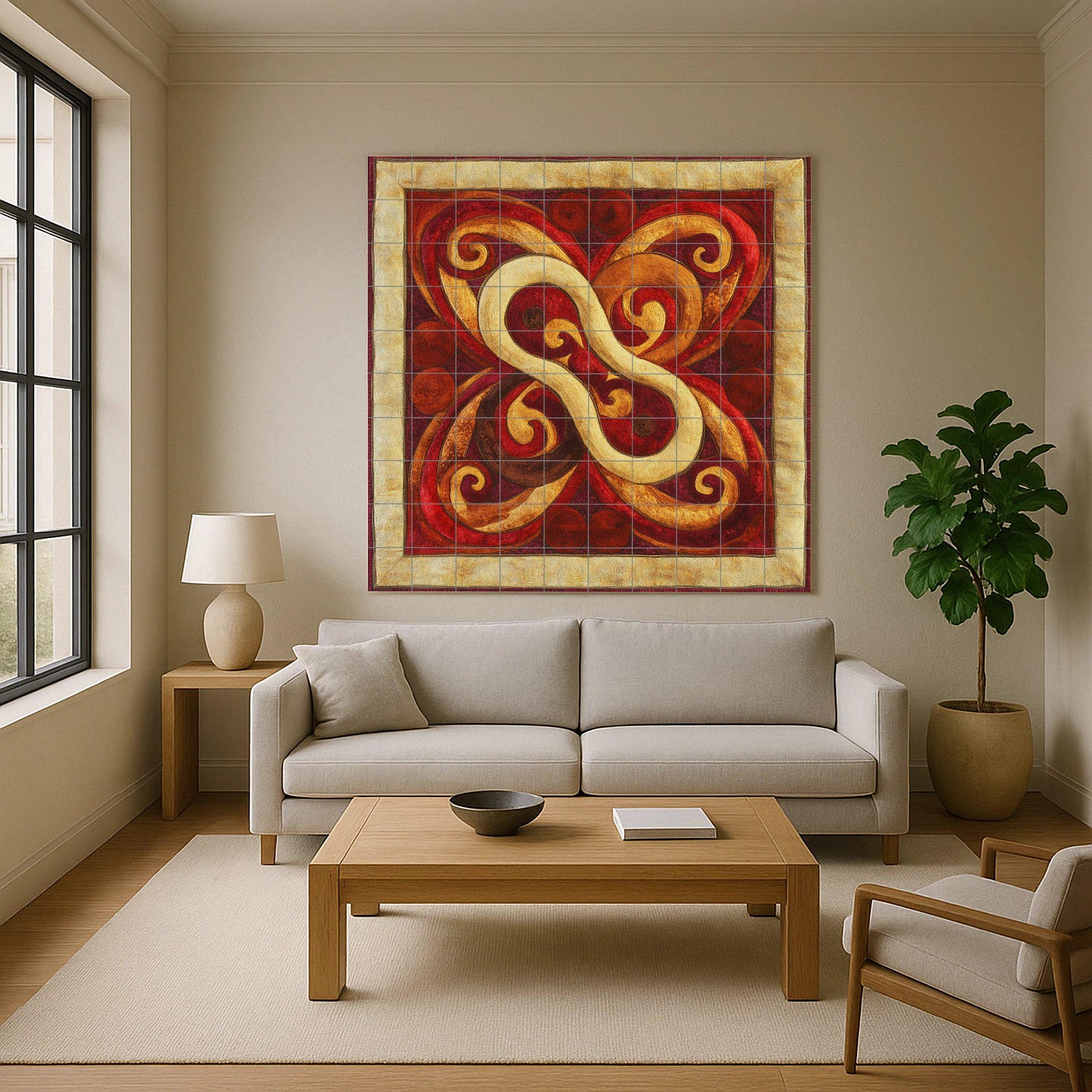 Ceramic Tile Mural: Knot mongol — Folk-Art Décor