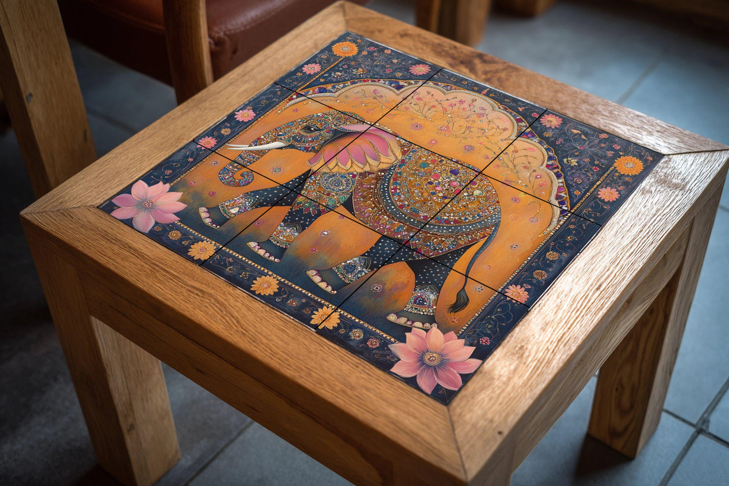 Elefantes di la Reale Jaipur · Murale Ceramico — Pannello Ornamentale