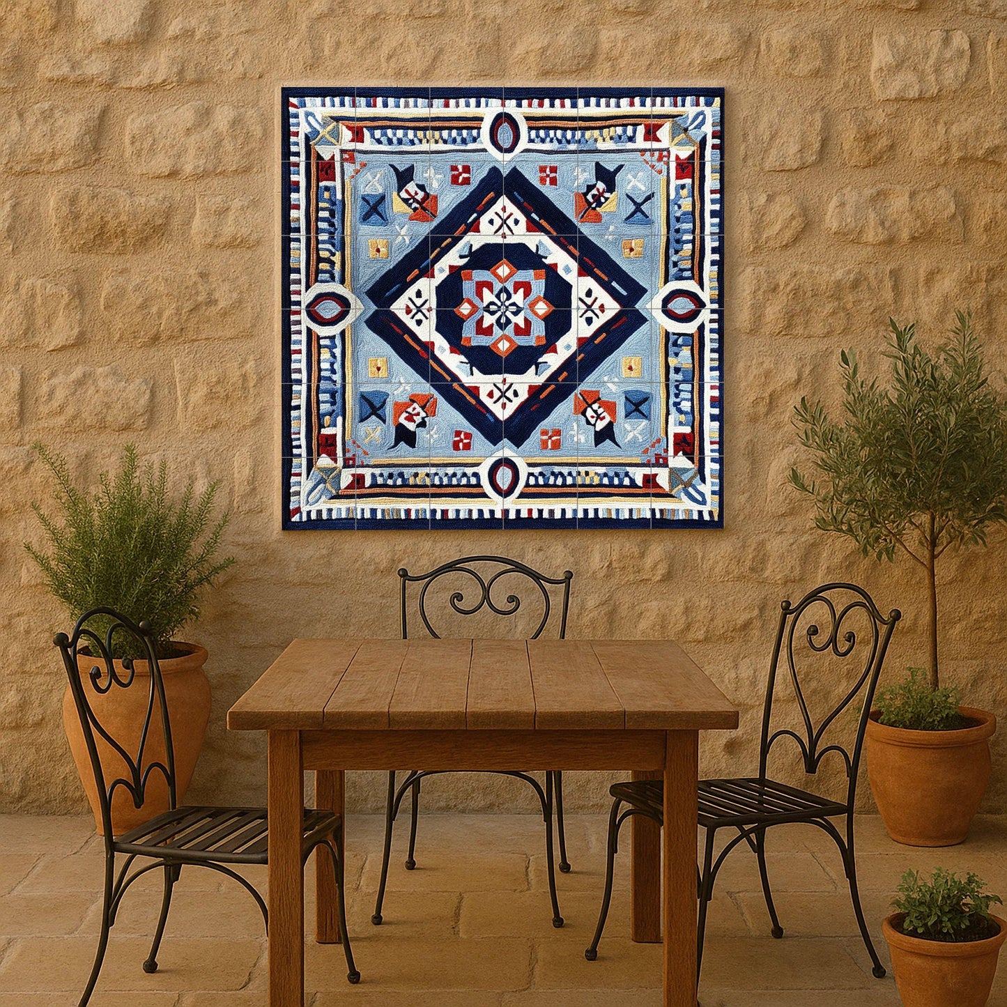 Geometrico abstracto · Murale Ceramico — Decoro d'Arte Popolare
