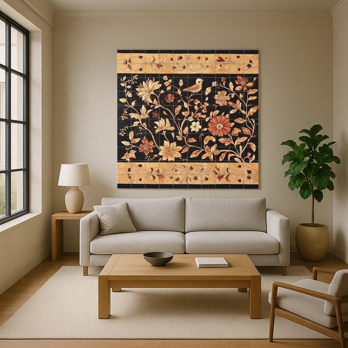 Batik indonesio — Botanical Landscape · Ceramic Tile Mural