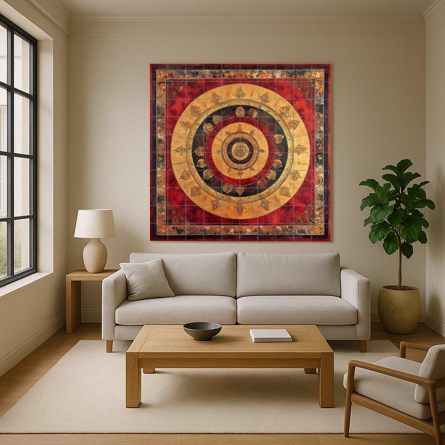 Mandala nepalí — Devotional Tile Art · Ceramic Tile Mural