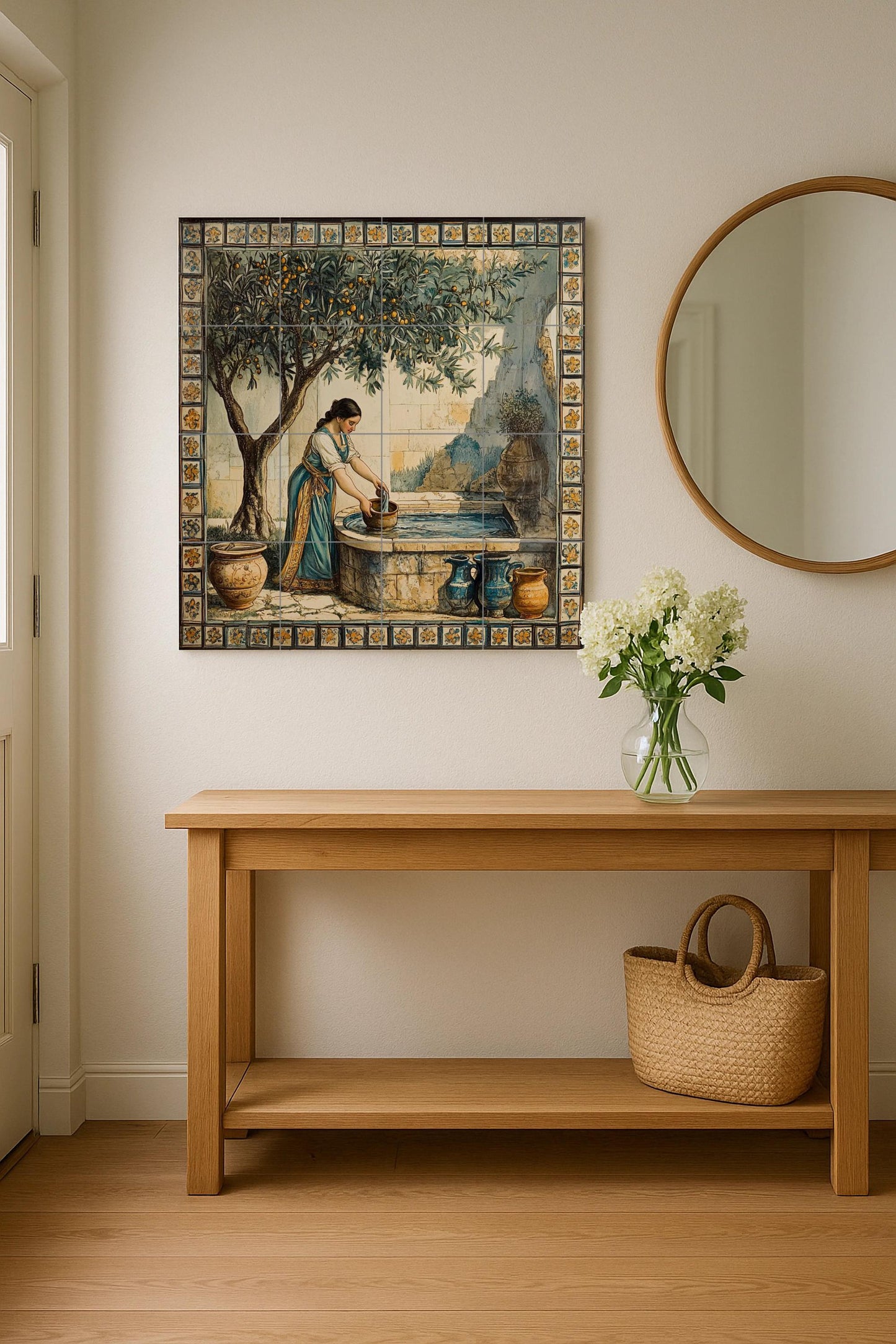 Una fuente mediterránea — Paysage Botanique, Art Mural en Céramique
