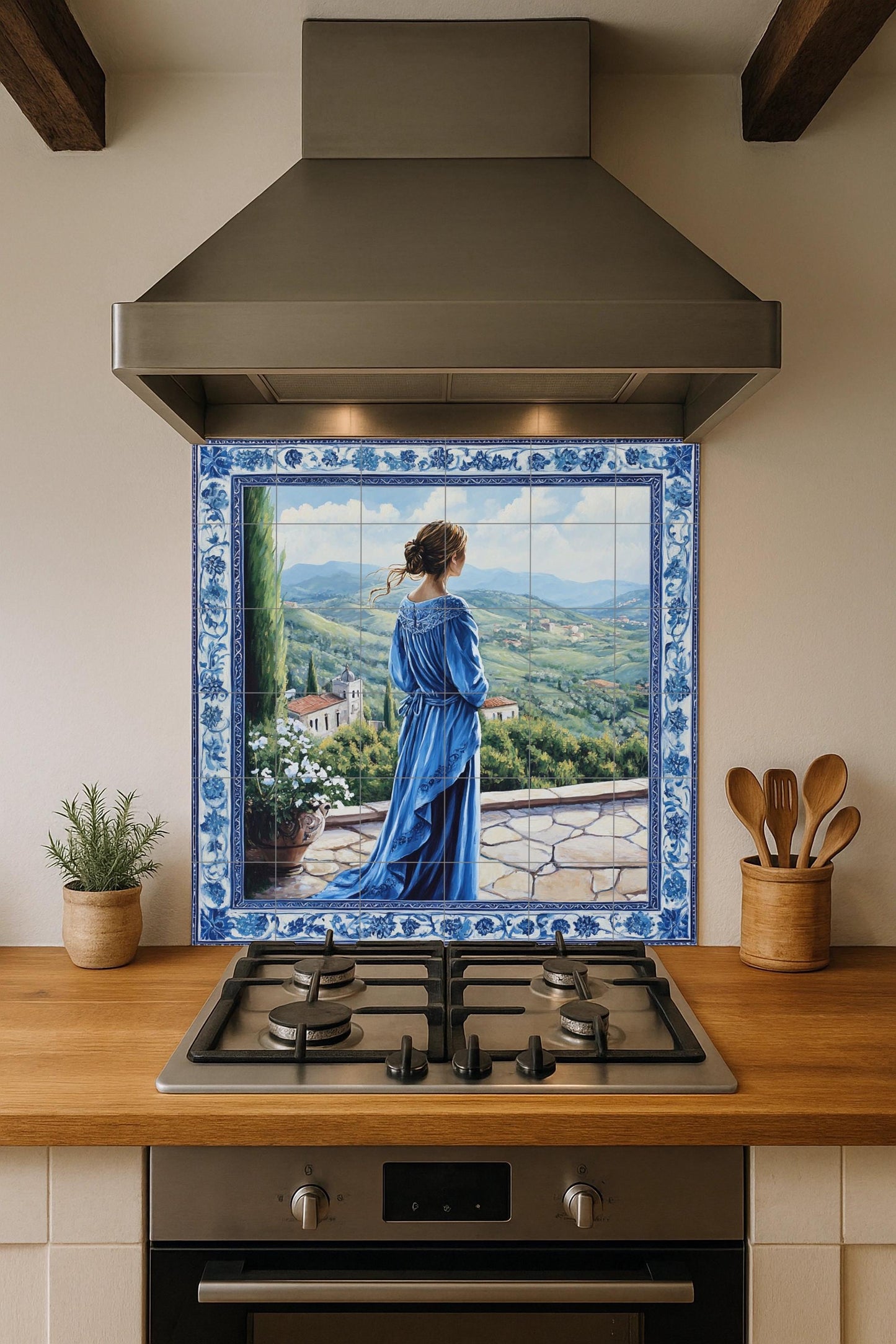 "the Lady Blue · Ceramic Wall Mural — Botanical Landscape