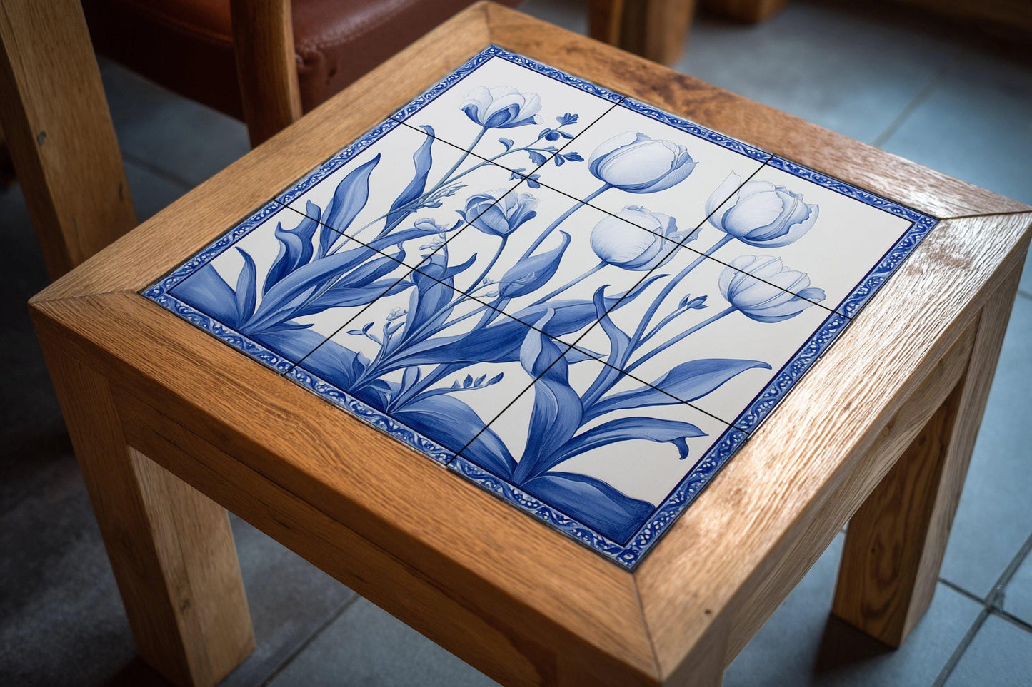 Tulips Blue of Delft · Ceramic Wall Mural — Garden & Scenery Décor
