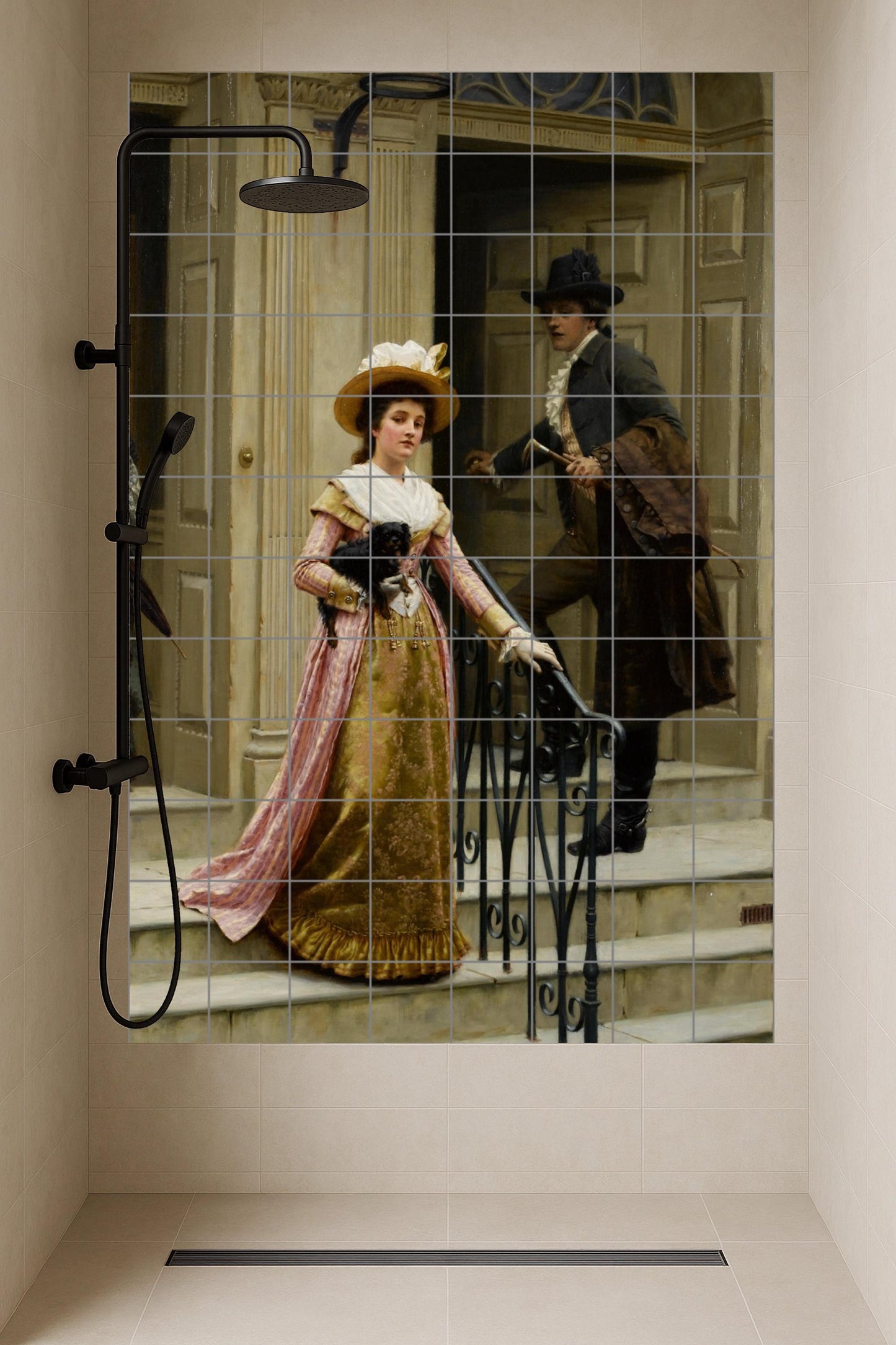 Ceramic Tile Mural: Scene Victorian Romantic — Folk-Art Décor