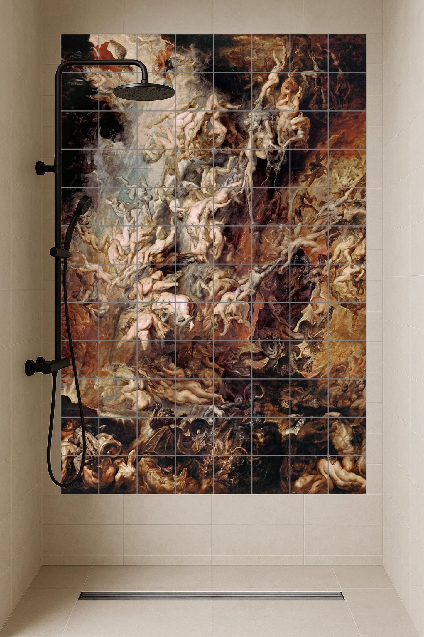 La caída de los condenados — Fine-Art Masterpiece · Ceramic Tile Mural