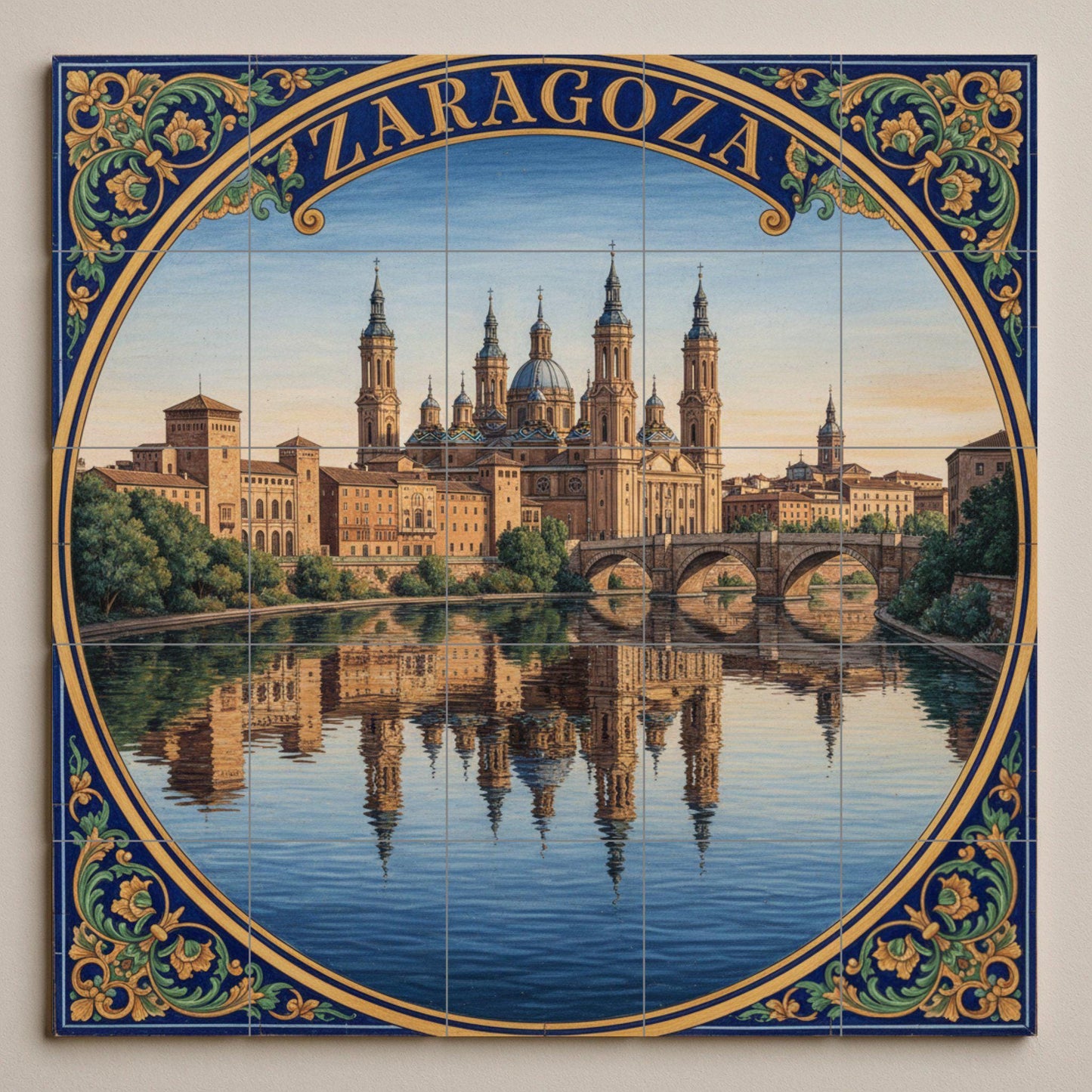 Murale in Piastrelle Zaragoza — Murale di Monumenti