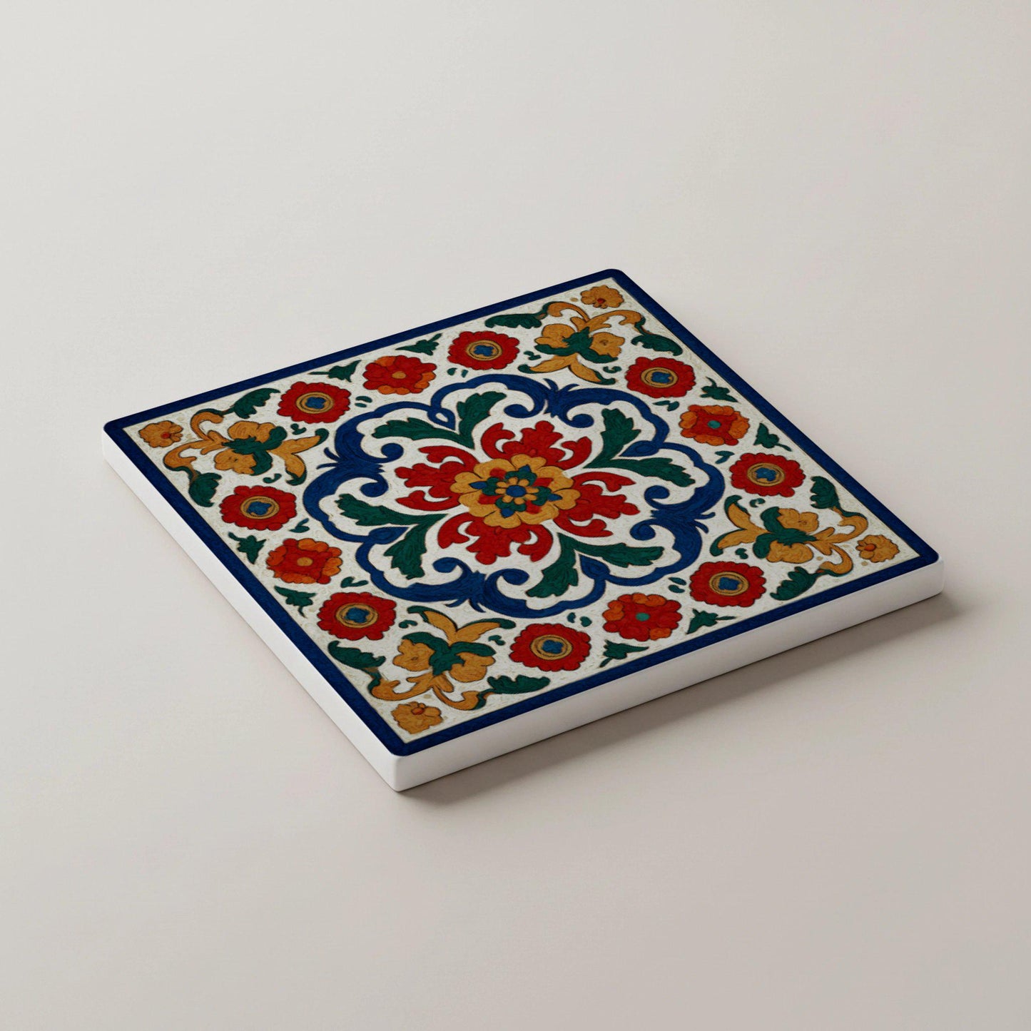 Portuguesa · Coaster Set with Cork — Geometric & Deco