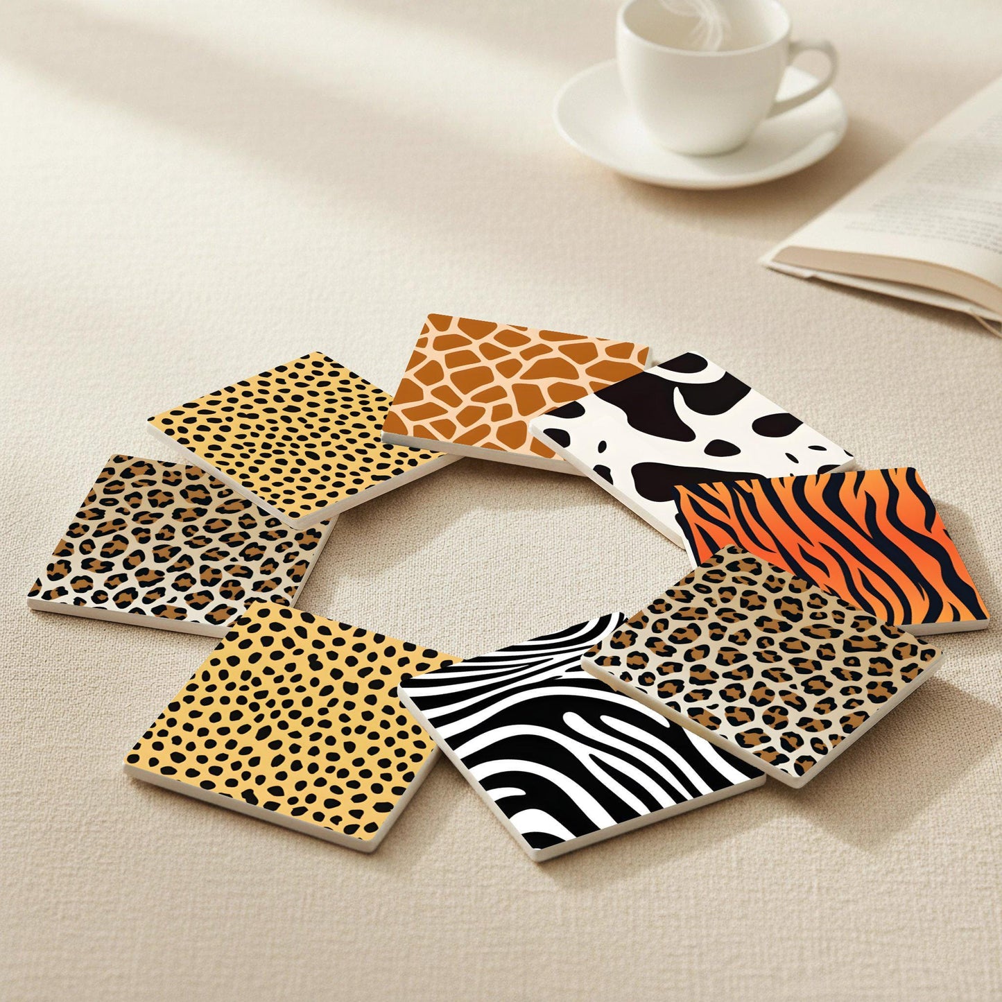 Estampado animal · Sottobicchieri con Sughero — Geometrico e Déco