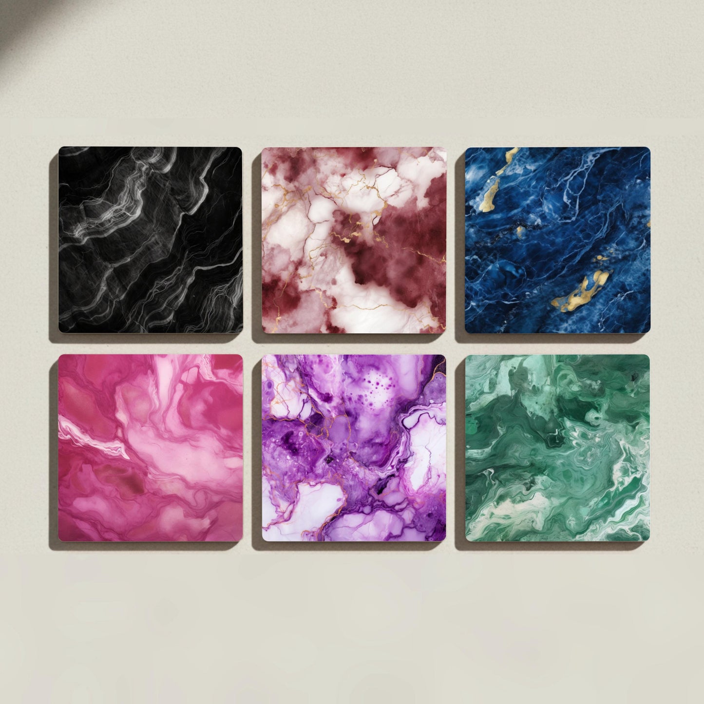 Mármol en tonos joya — Ceramic Coaster Set · Modern Pattern Coasters