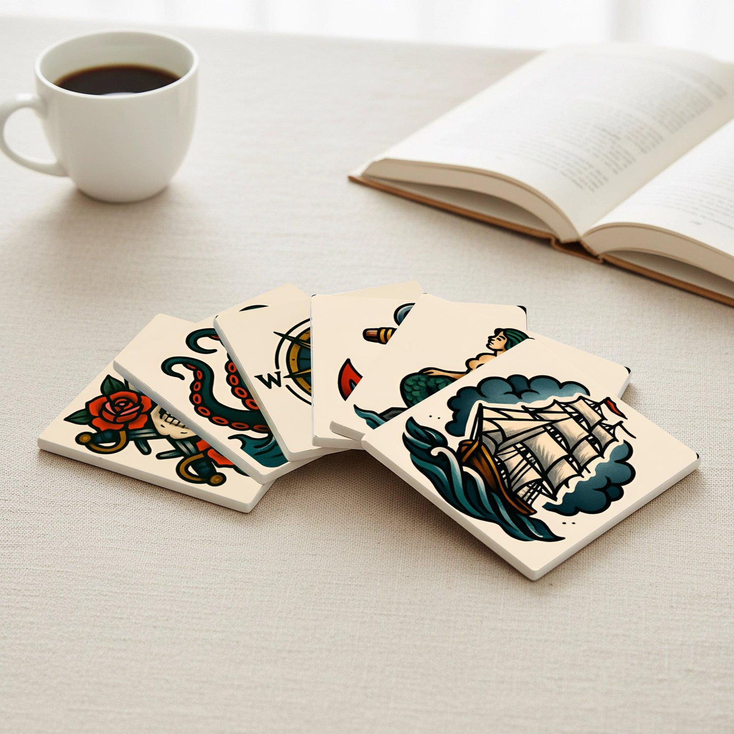 Posavasos Diseño de tatuaje náutico / Arte marinero vintage