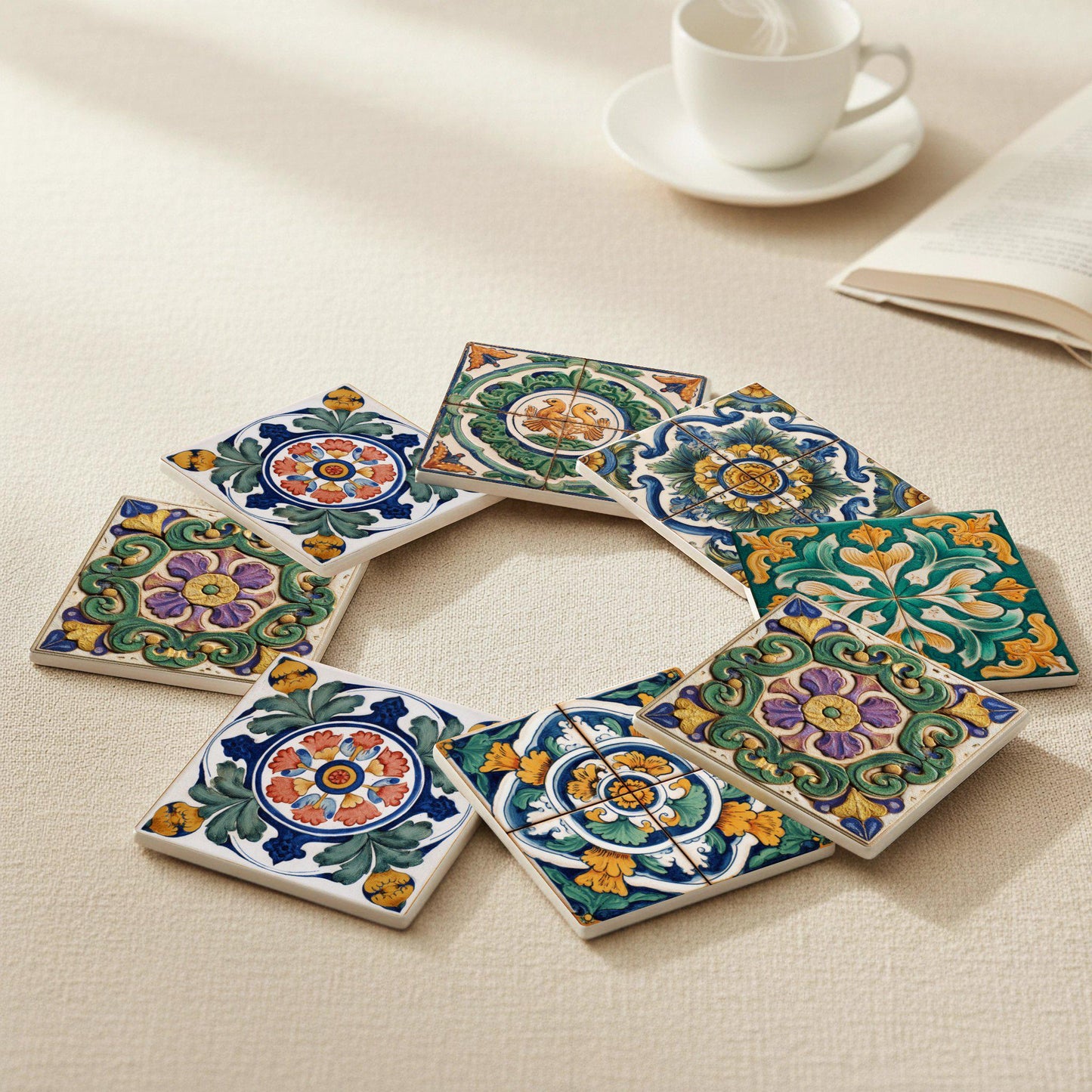 Posavasos Italian Majolica Ceramic Coaster Set