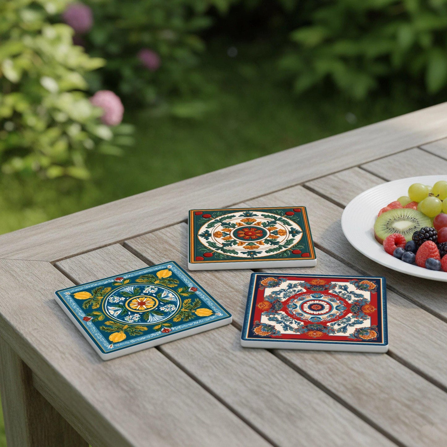 Dessous de Verre Corativos de cerámica — Set de Table pour Amateurs de Design