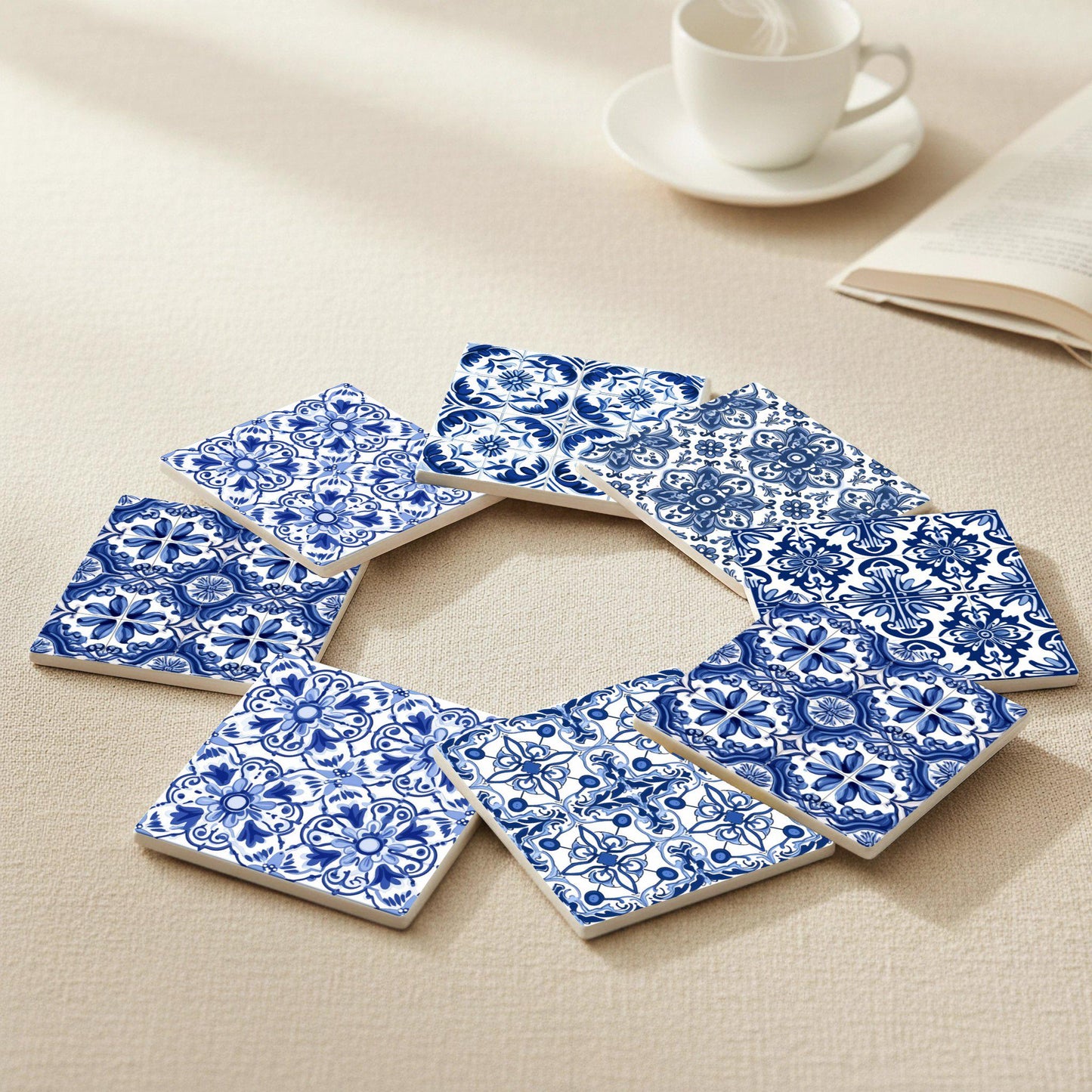 Blau Portugiesisch · Untersetzer mit Kork — Tisch-Set für Designfans
