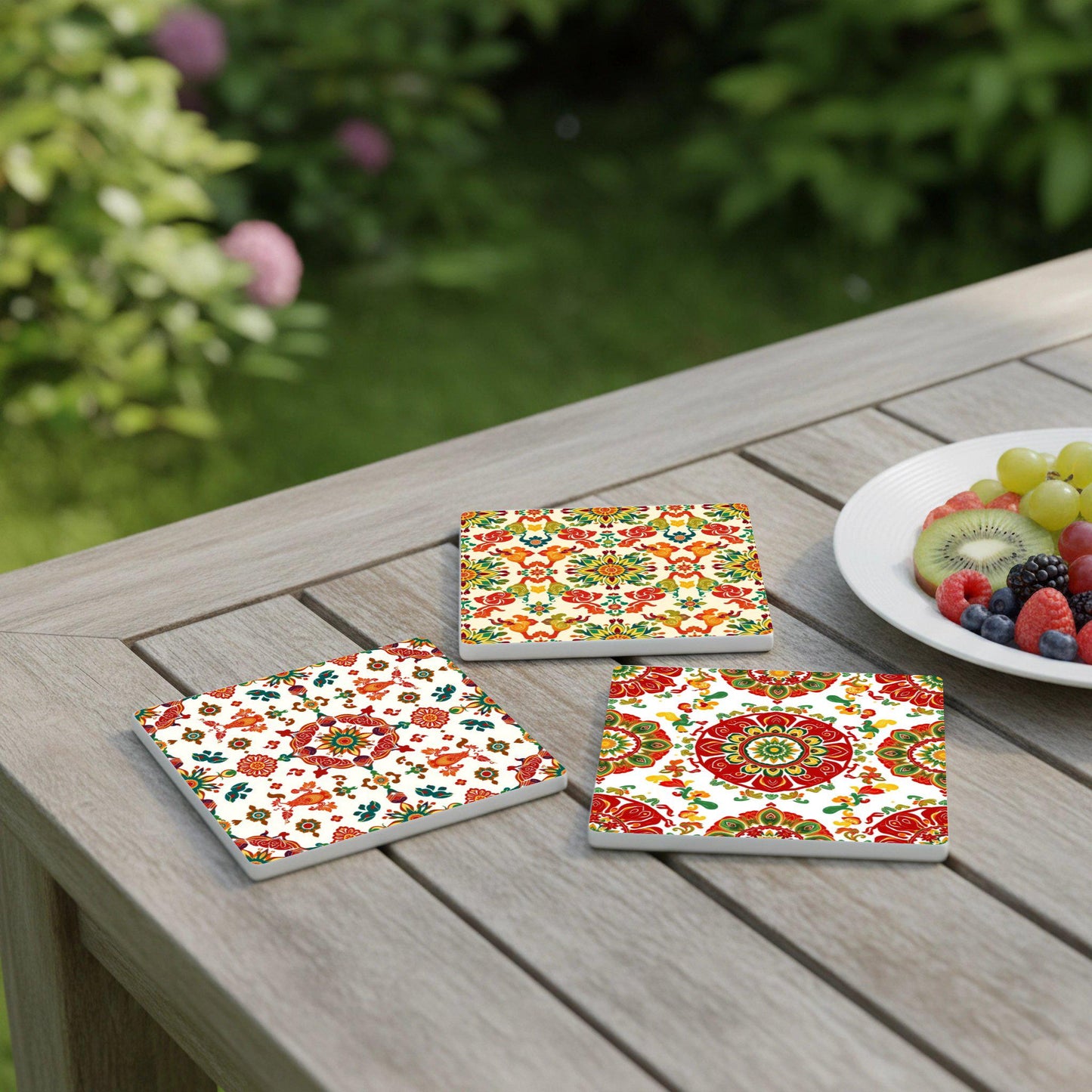 Motivos Ornamental · Coaster Set with Cork — Geometric & Deco