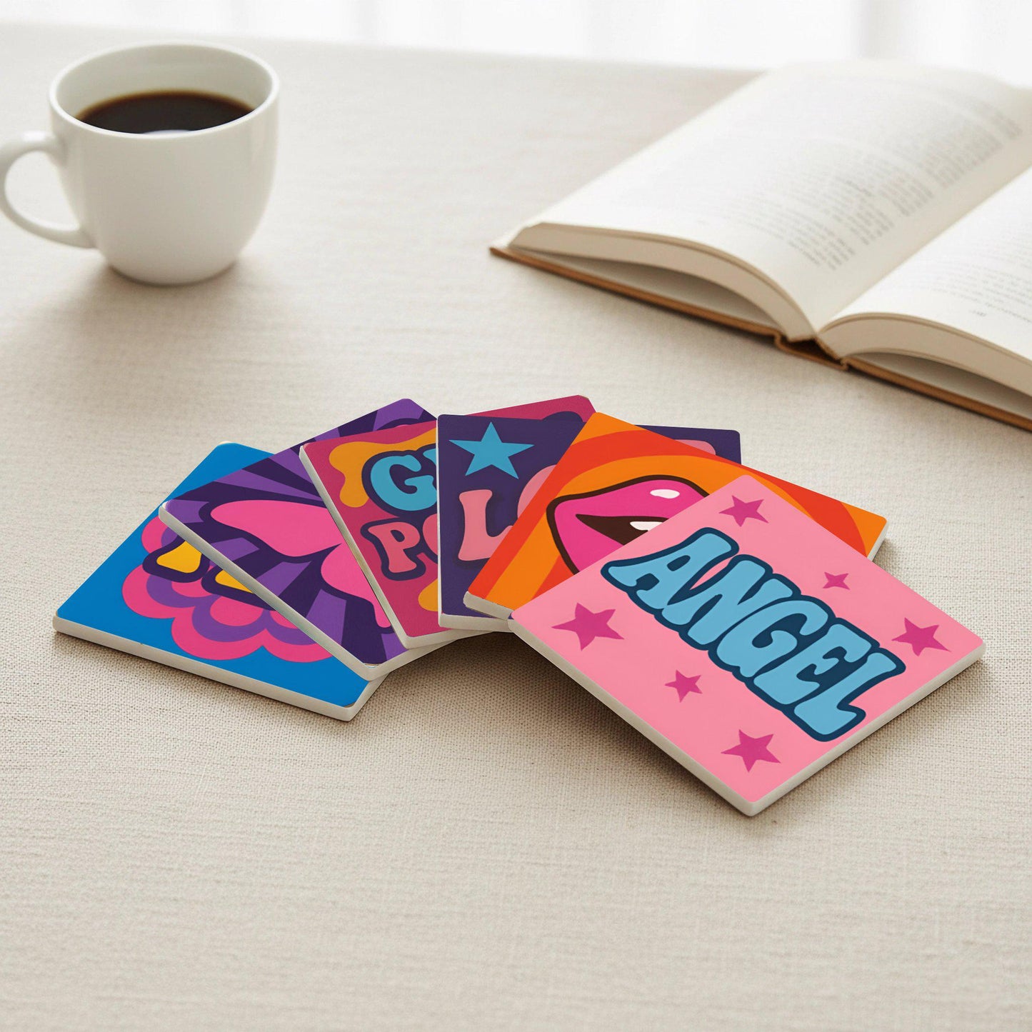 Keramik-Untersetzer Estilo pop art Y2K — Tisch-Set für Designfans