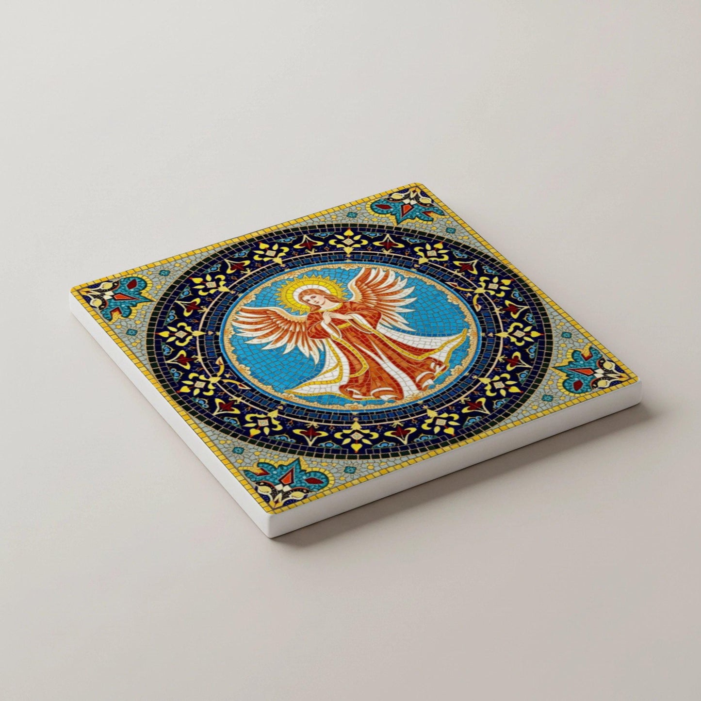 Posavasos Mosaico de ángel, decoración religiosa bizantina
