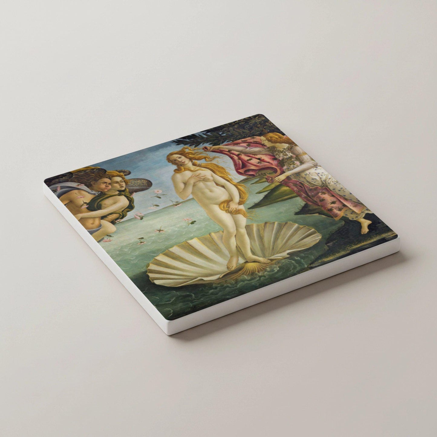Botticelli, decoración de mesa de arte renacentista · Coaster Set with Cork — Great Painters Collection