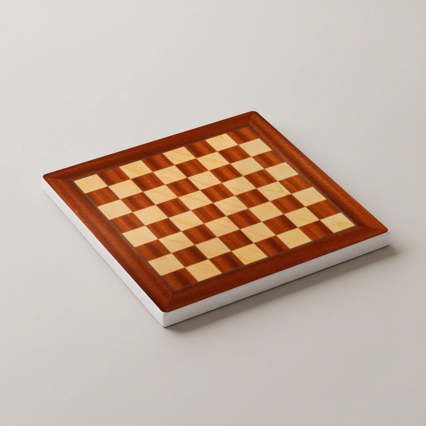 Diseño de tablero de ajedrez, con azulejos a cuadros y patrón de mader — Set de Dessous de Verre en Céramique · Dessous de Verre à Motifs Modernes