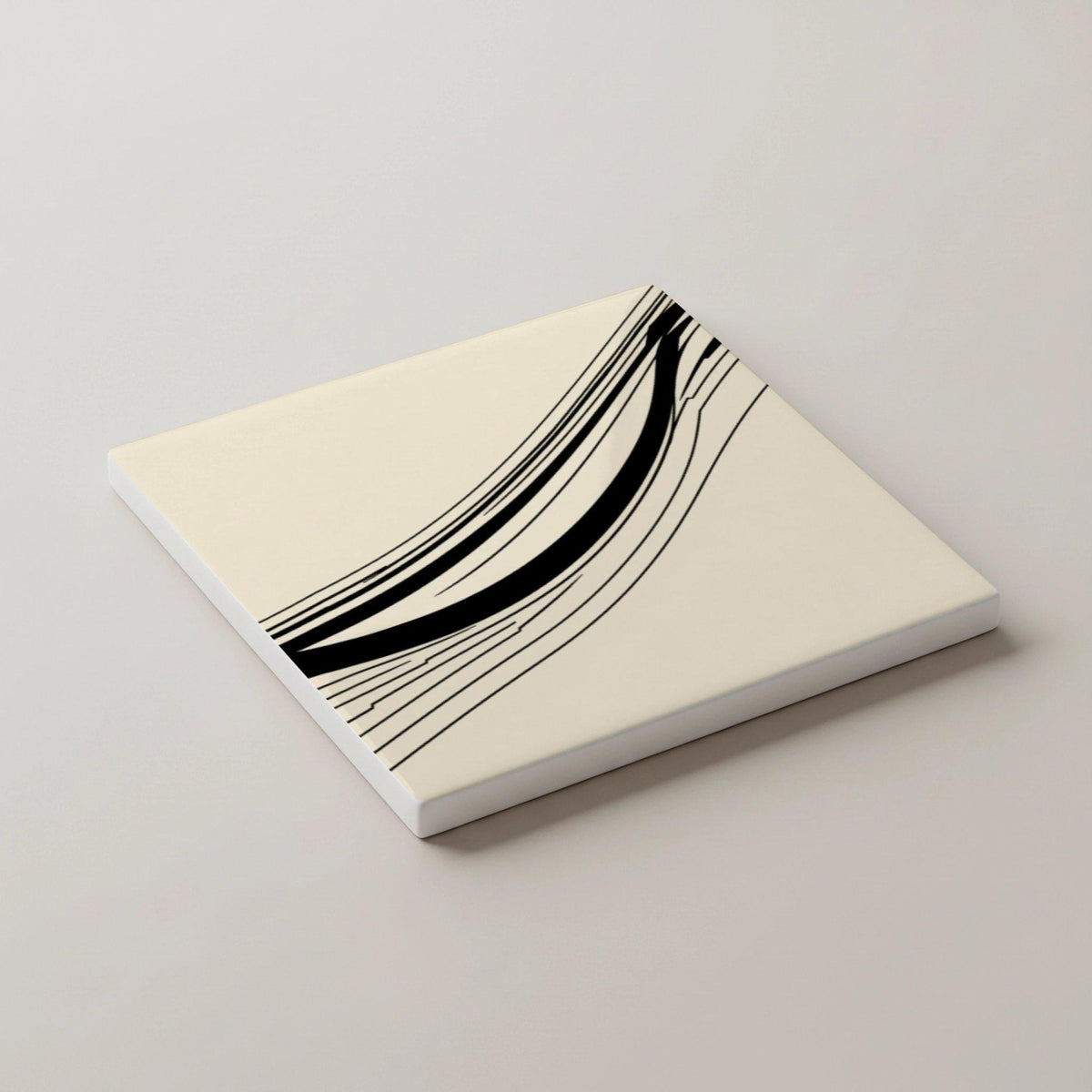 Posavasos Esmaltada con arte lineal abstracto, decoración minimalista moderna
