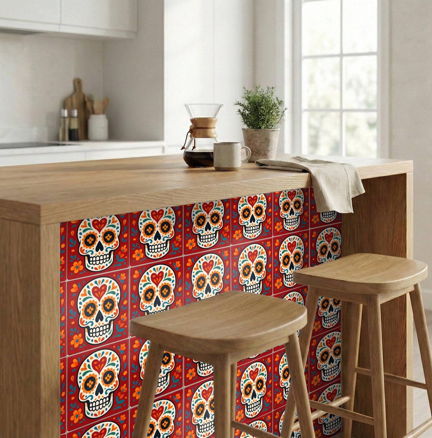 Ceramic Tile Sugar Skull — Ornamental Ceramic Décor