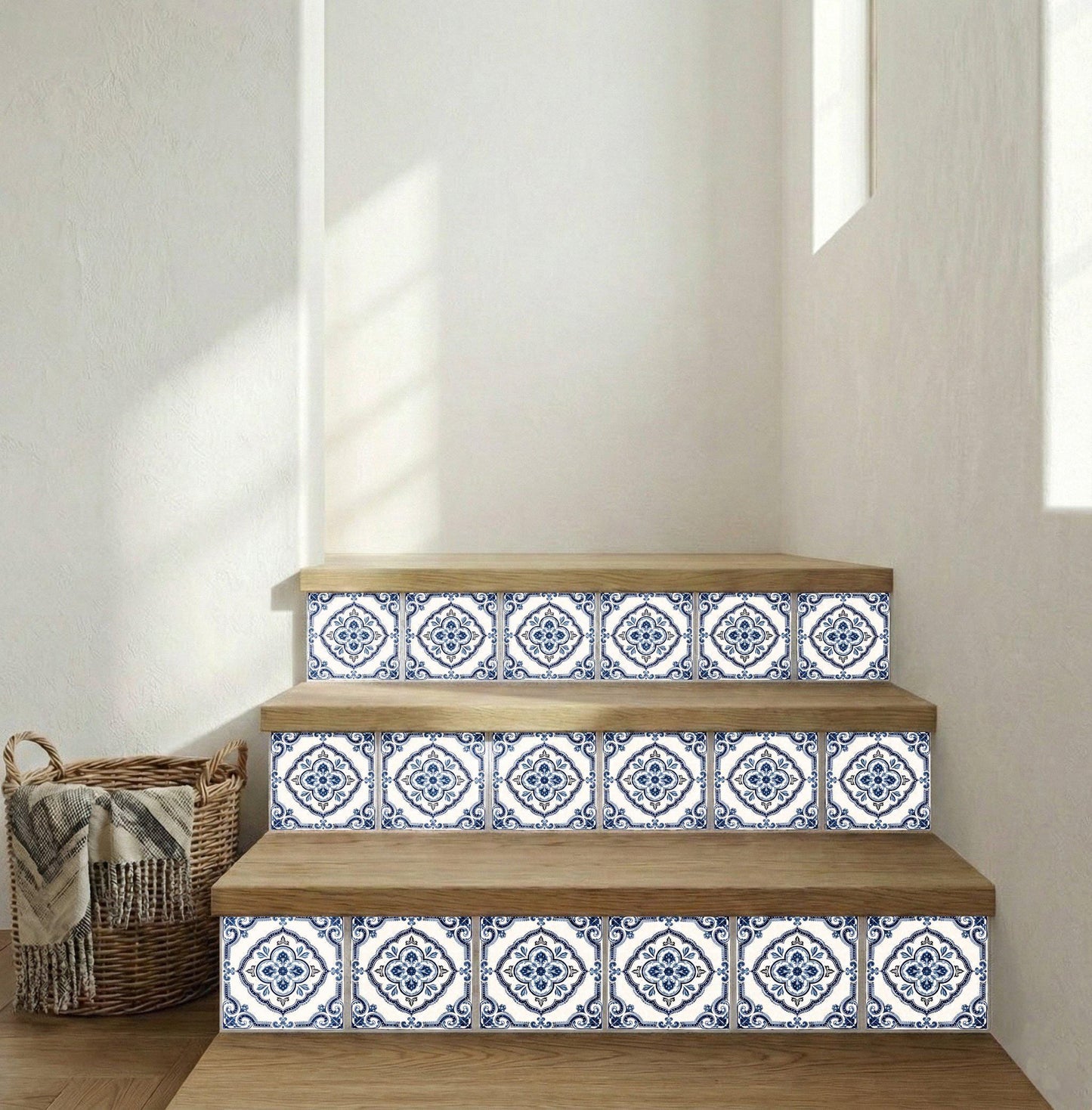 Galician Bleu et Blanc · Carreau Mural — Motif Botanique