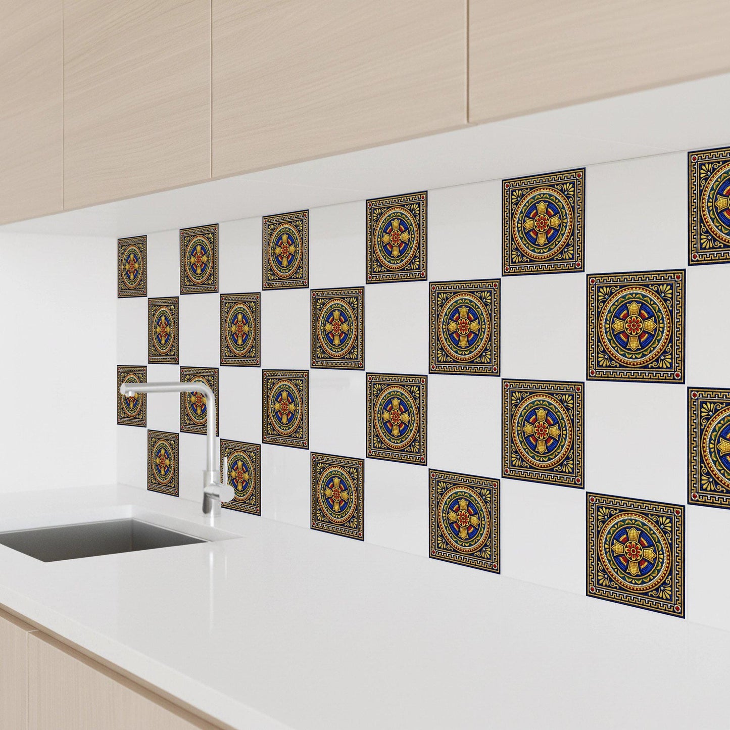 Vatican Mosaic Cross — Precision-Line Geometry Ceramic Tile
