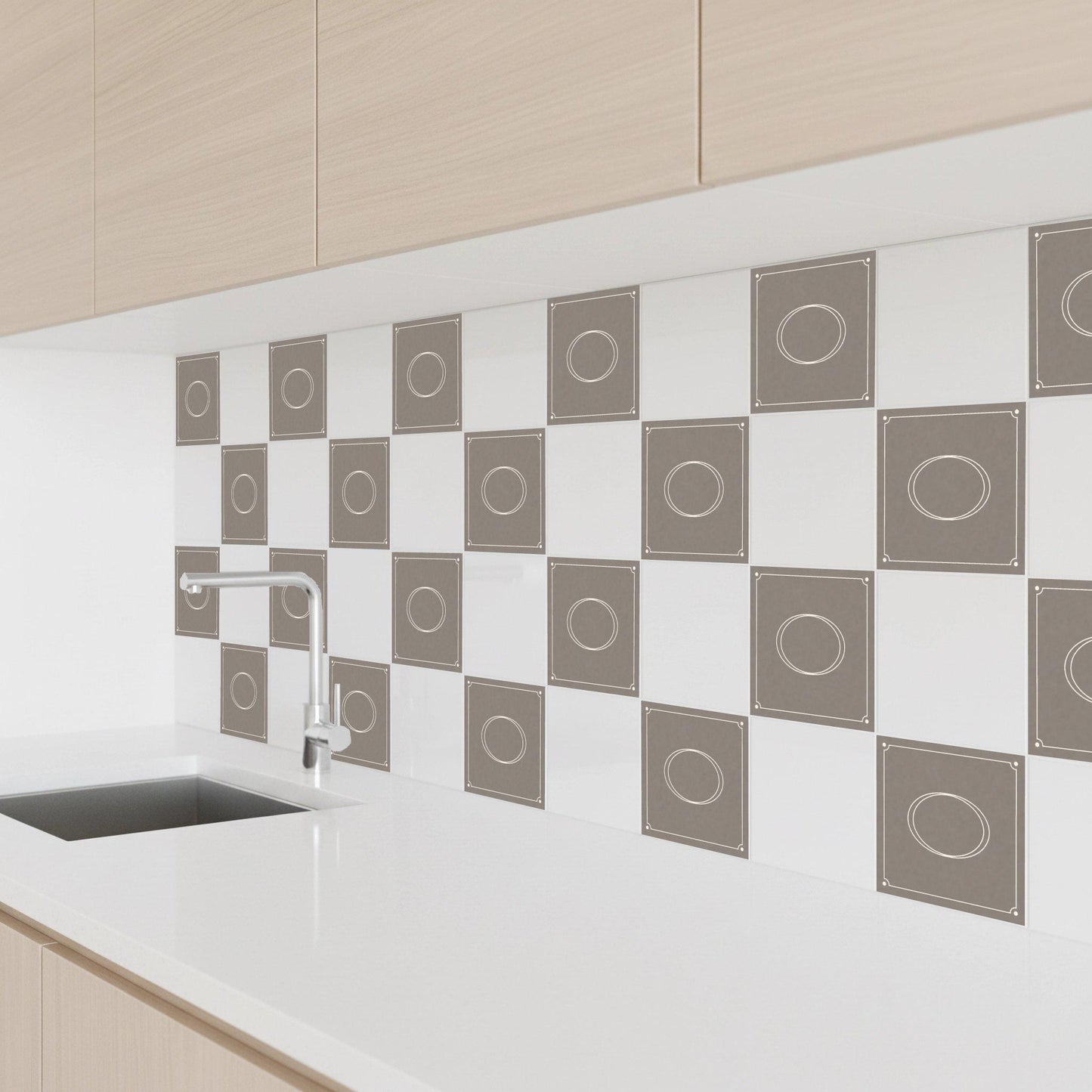 Taupe Architectural Frame · Ceramic Wall Tile — Classic Decorative Pattern