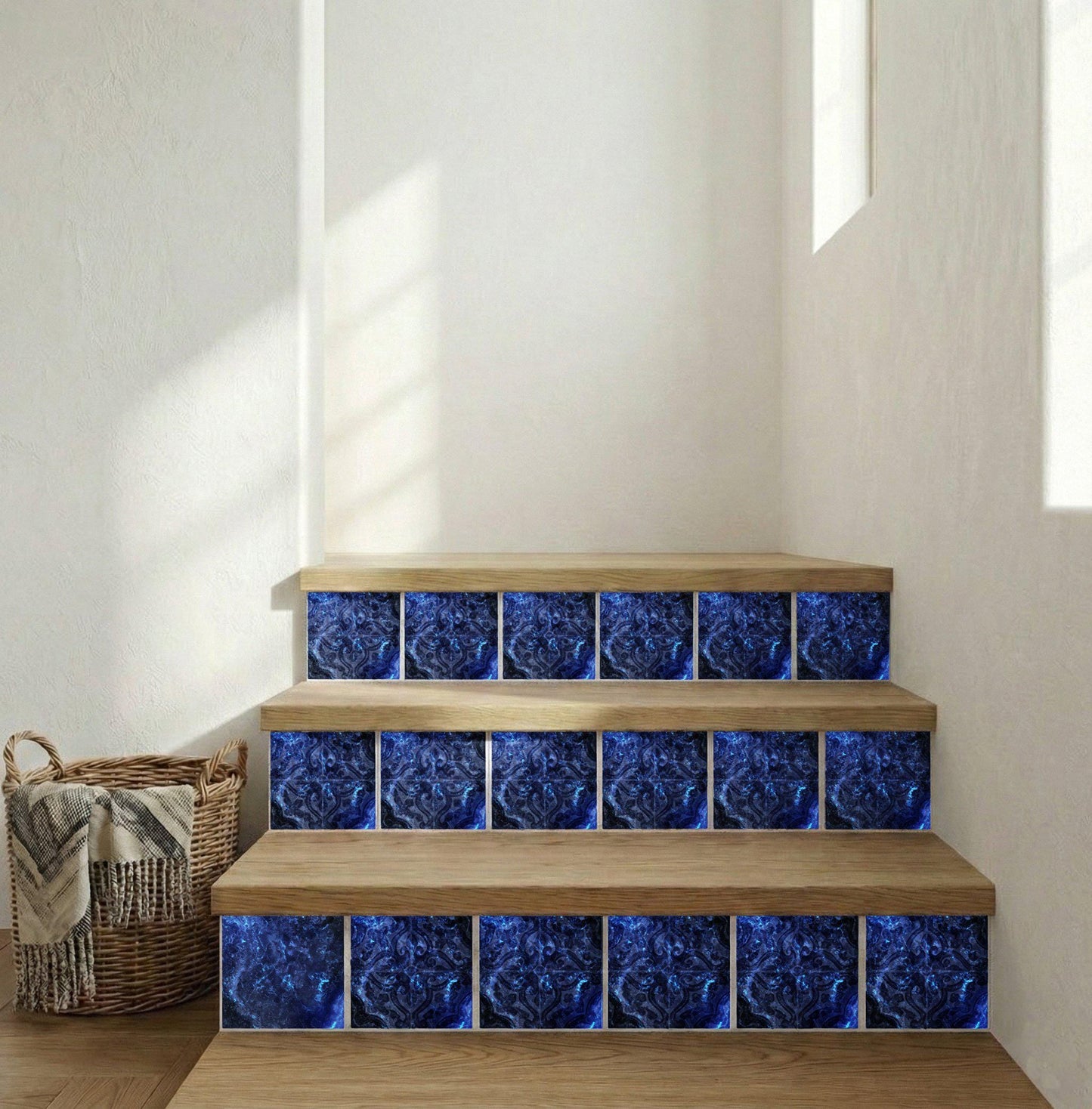 Midnight Sapphire — Vintage-Style Ornament Ceramic Tile