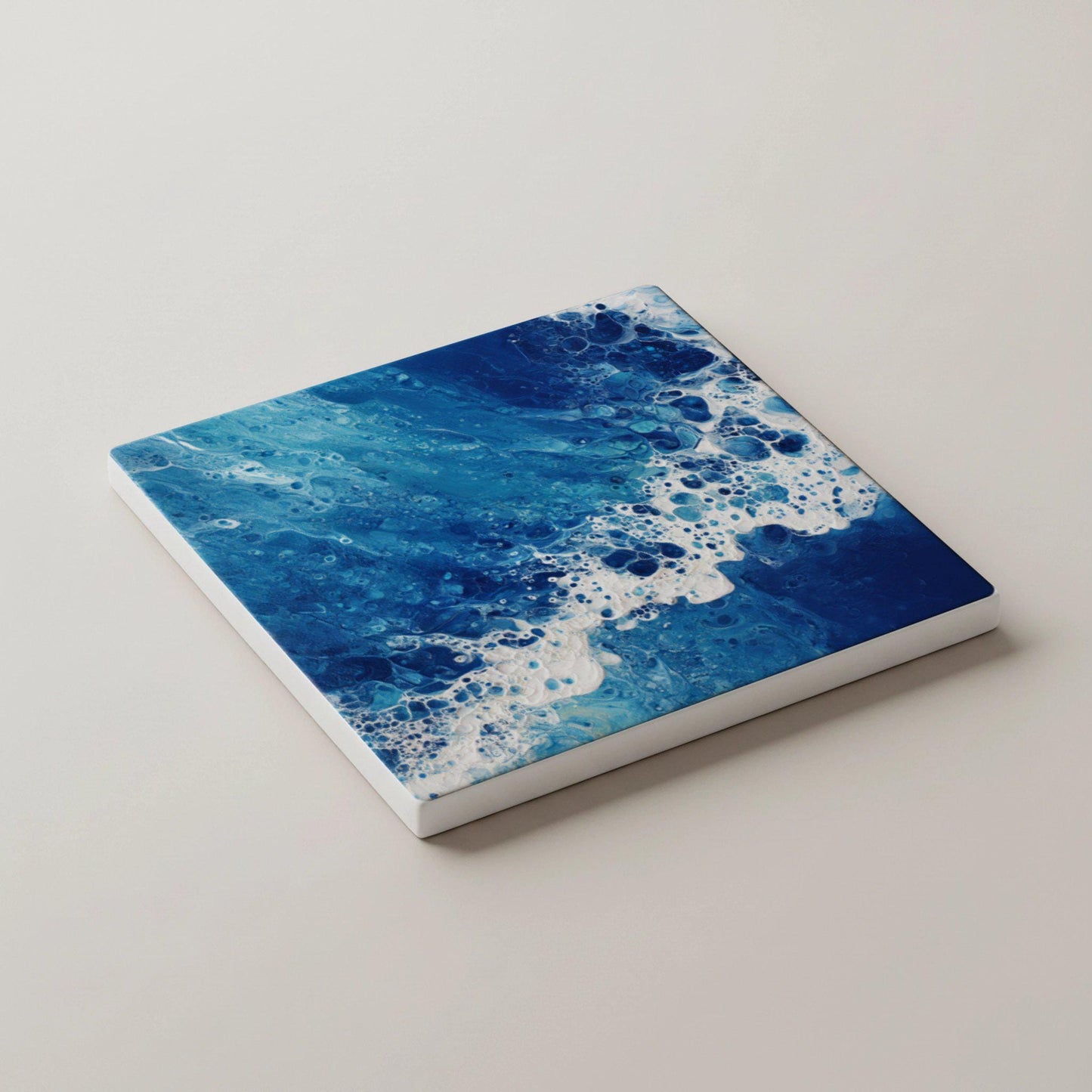 Posavasos Diseño de olas del océano, con azulejos de mar azul, para decoración c