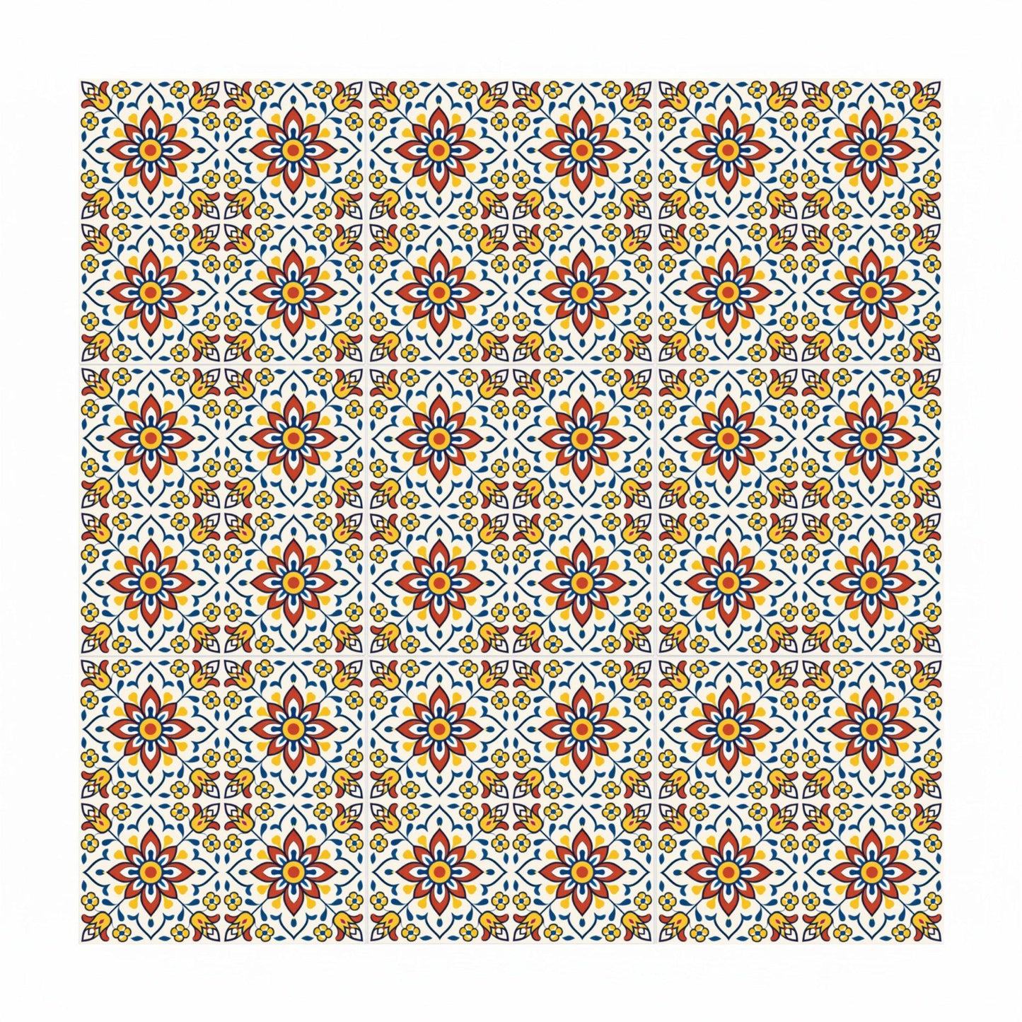Transylvanian Folk Floral · Ceramic Wall Tile — Modern Geometric Design