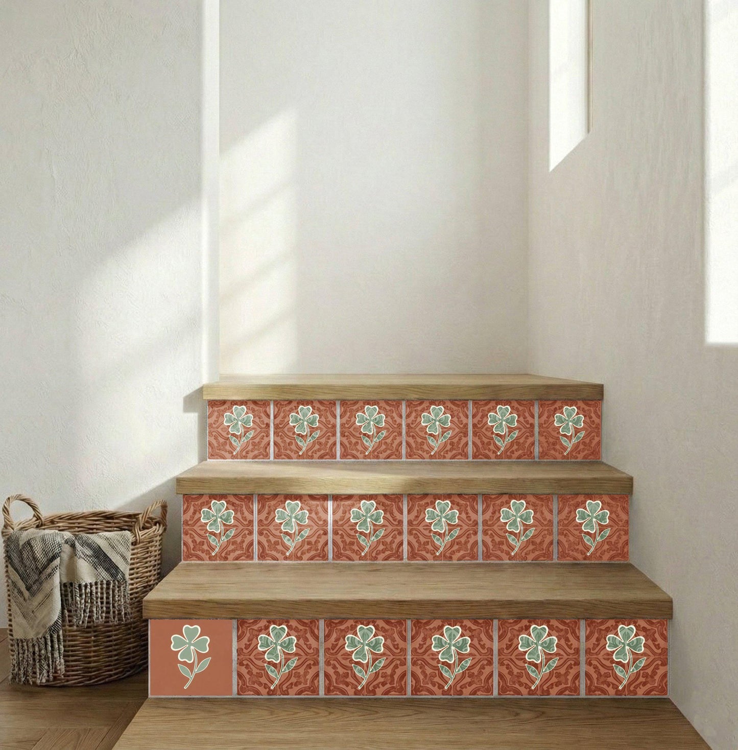 Azulejo Fiore di Trifoglio Minimalista — Decoro Natura