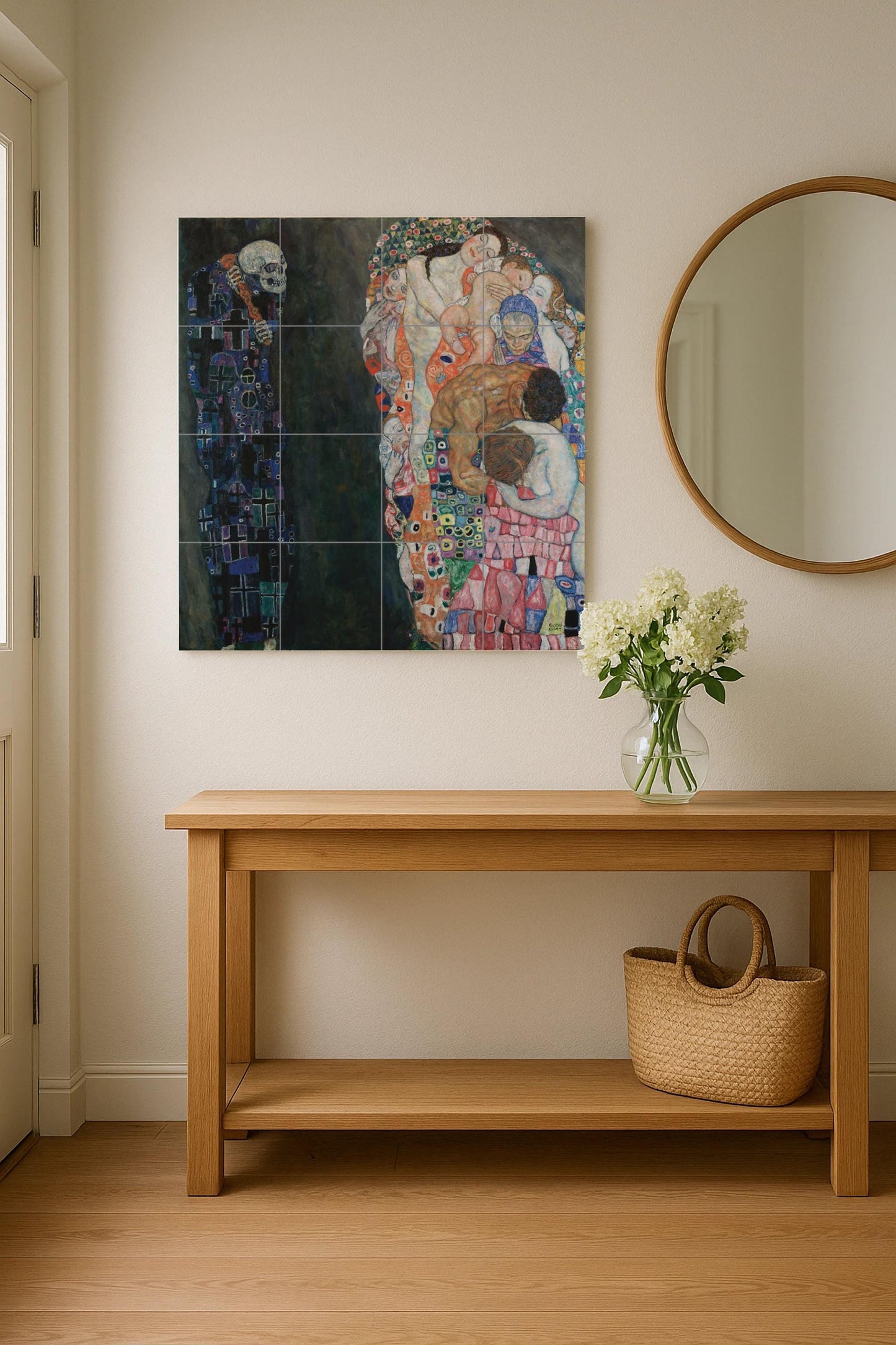 Muerte et Vie de Gustav Klimt — Fresque Murale en Carreaux de Céramique · Panneau Mural Ornemental