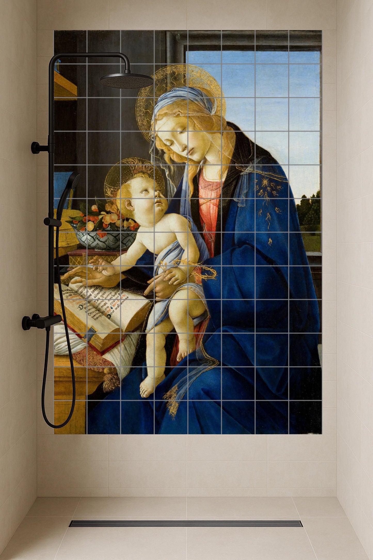 Fresque en Carrelage Vierge du Libro — Art Populaire et Ornemental