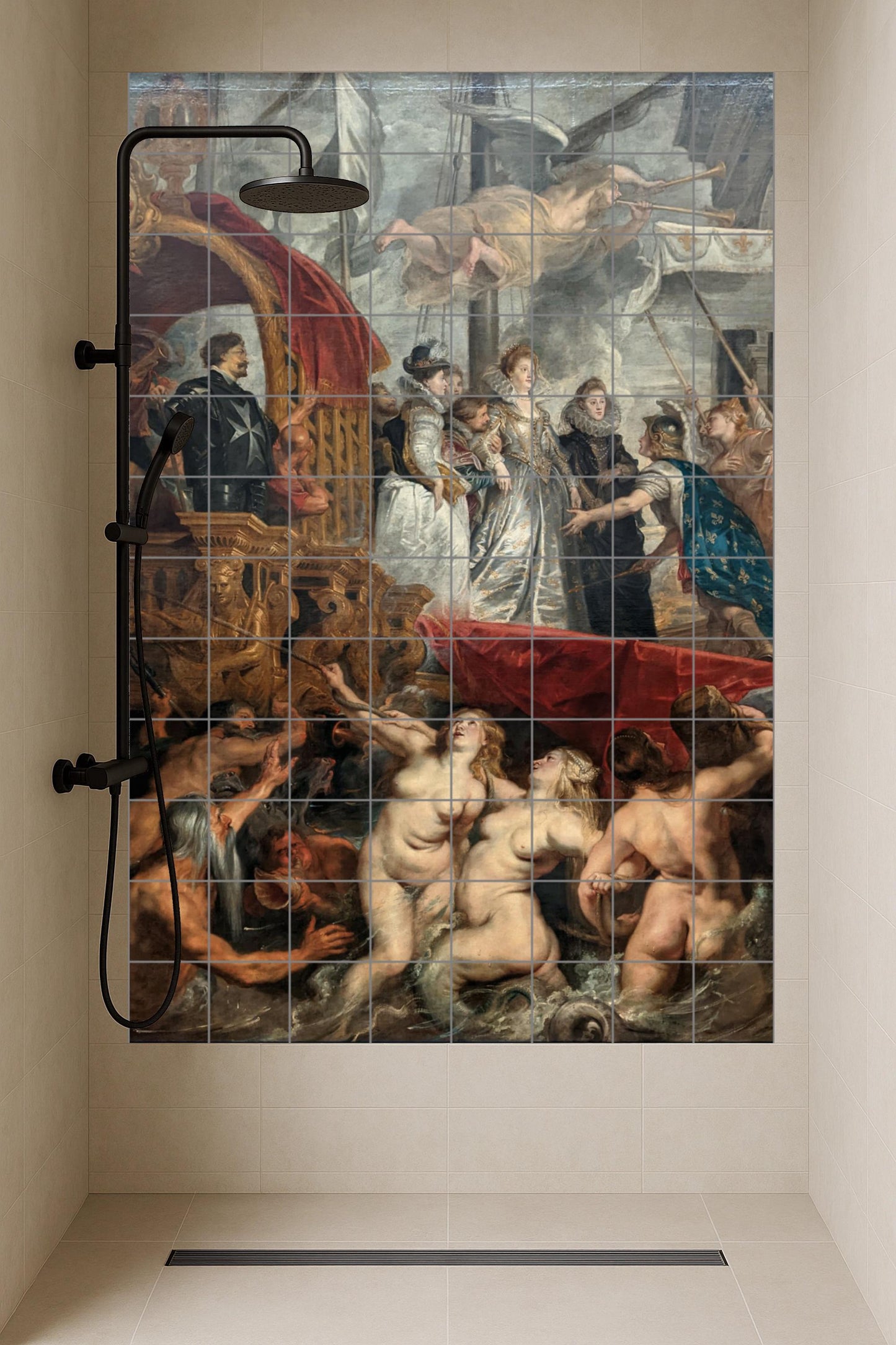 Cerámica "le desembarco de Marie de Médici — Fresque Murale en Carreaux de Céramique · Panneau Mural Ornemental