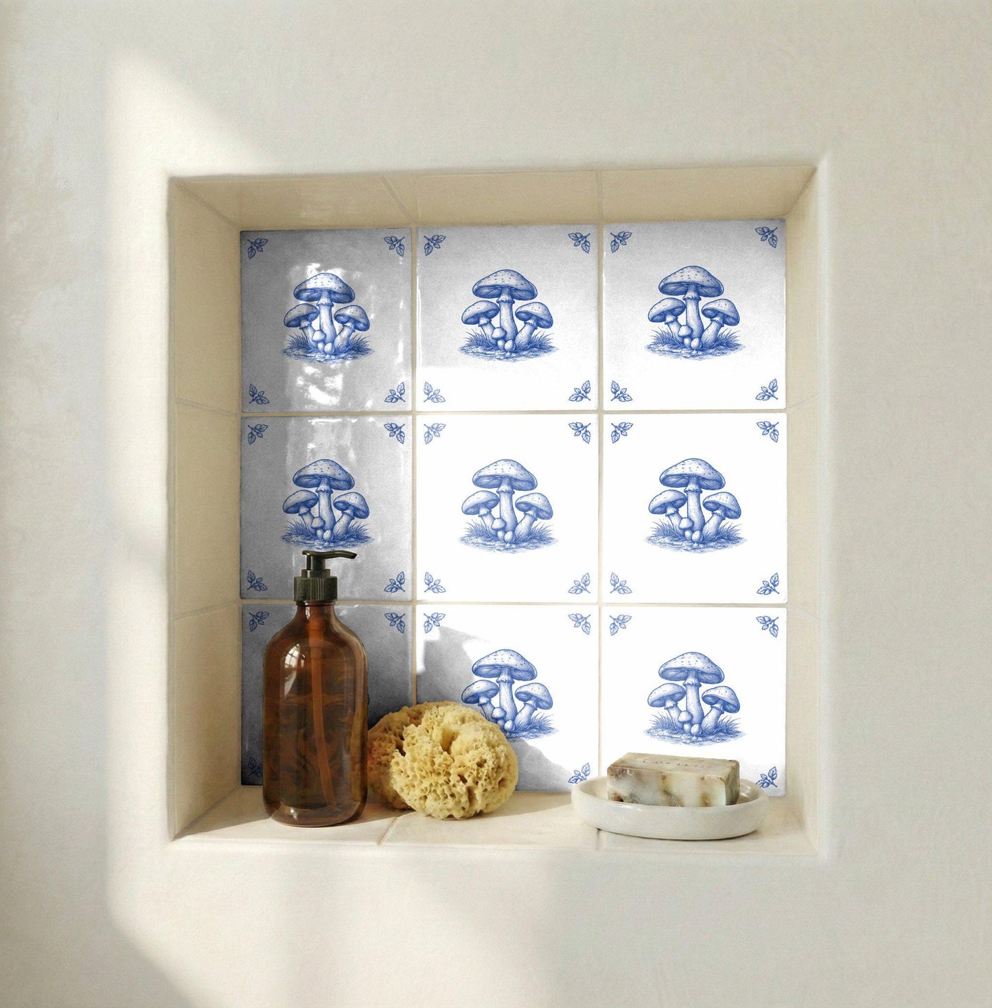 Mushroom · Ceramic Wall Tile — Delft Blue Style