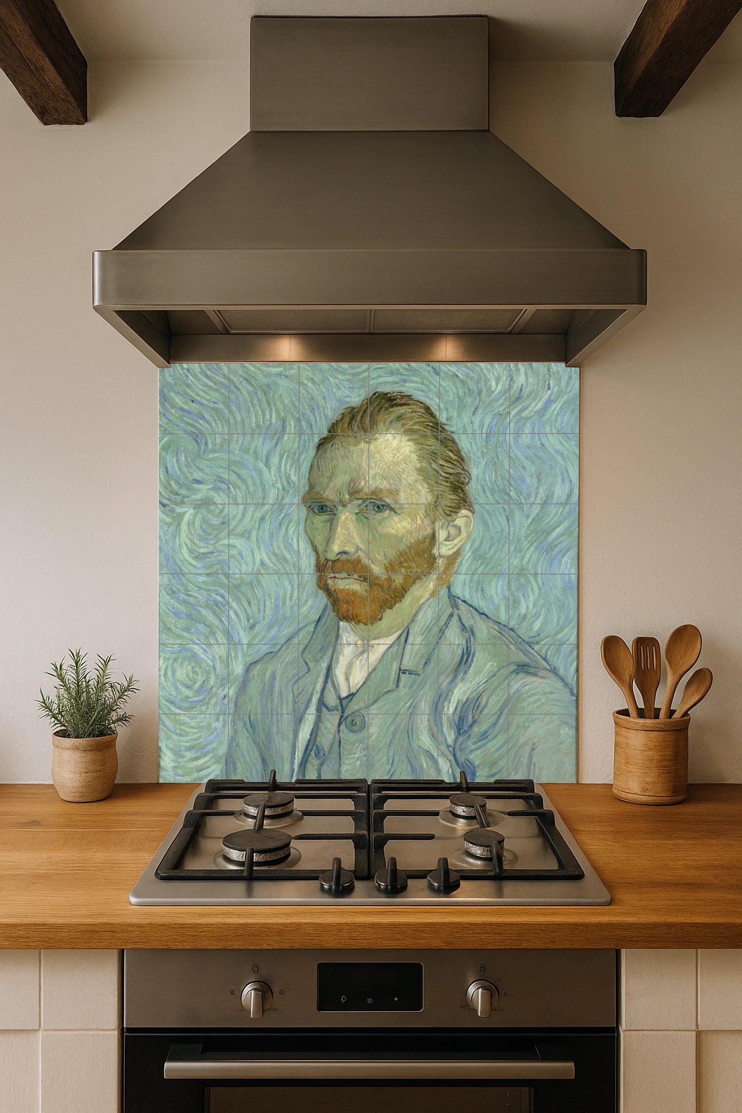 Mural de azulejos de cerámica con el autorretrato de Van Gogh