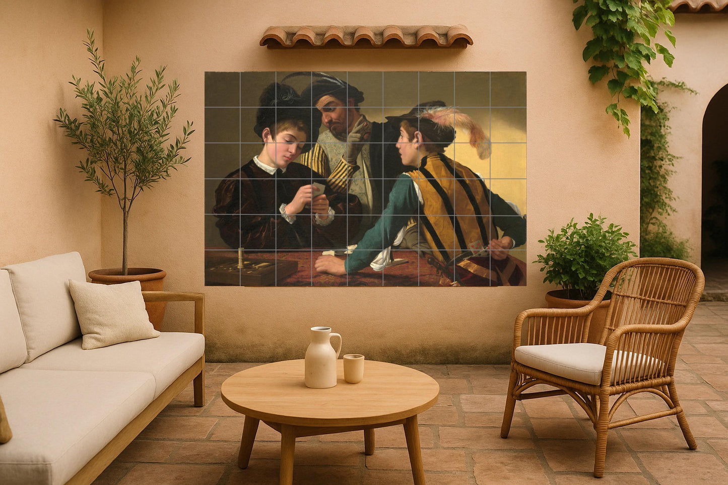 Fresque en Carrelage "Los jugadores de cartas — Décor d'Art Populaire